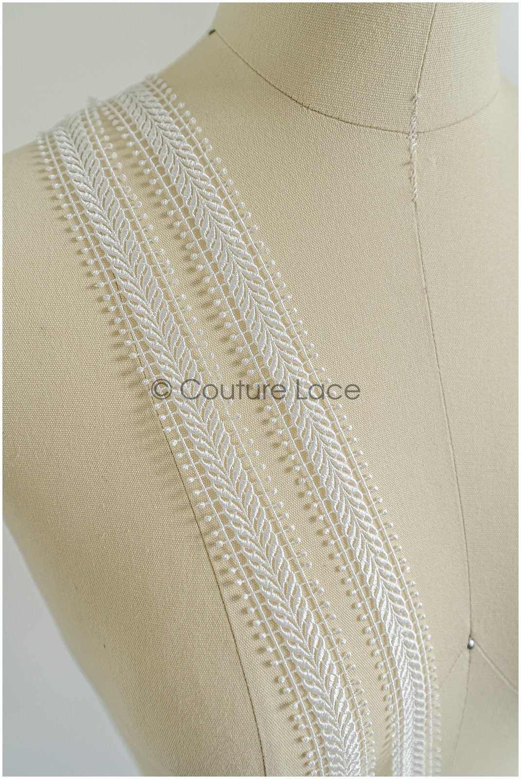 4yds Boho Lace Trim Off-White/ Crocheted Lace Trim/ Bridal Guipure Lace Trim/ Dot Lace// T22-212
