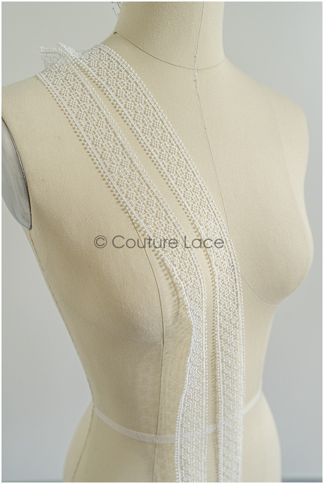 4yds Boho Lace Trim Off-White/ Crocheted Lace/ Bridal Lace/ Guipure Lace Trim/ Dot Lace Trim// T22-213