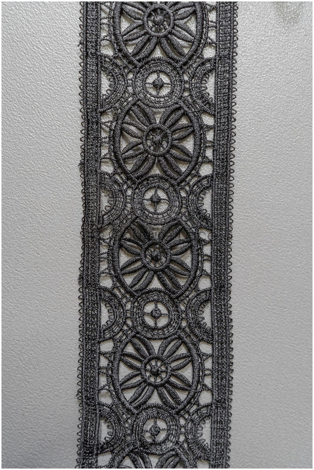 4yds / black boho crochet lace / geometric lace trim / bridal guipure lace trim / black lace // T22-215