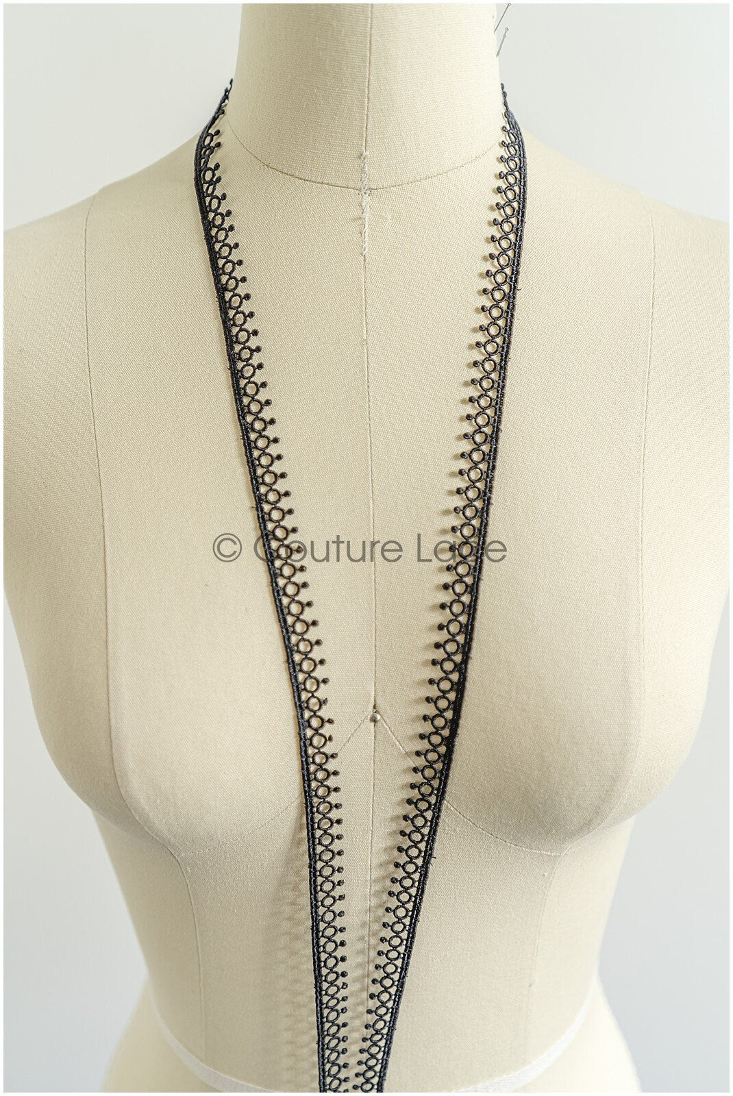 4yds / black boho crochet lace trim / geometric lace trim / bridal guipure lace trim / black lace // T22-216