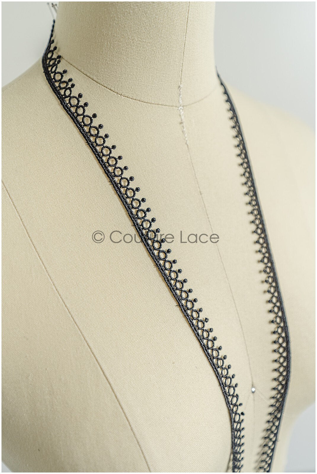 4yds / black boho crochet lace trim / geometric lace trim / bridal guipure lace trim / black lace // T22-216