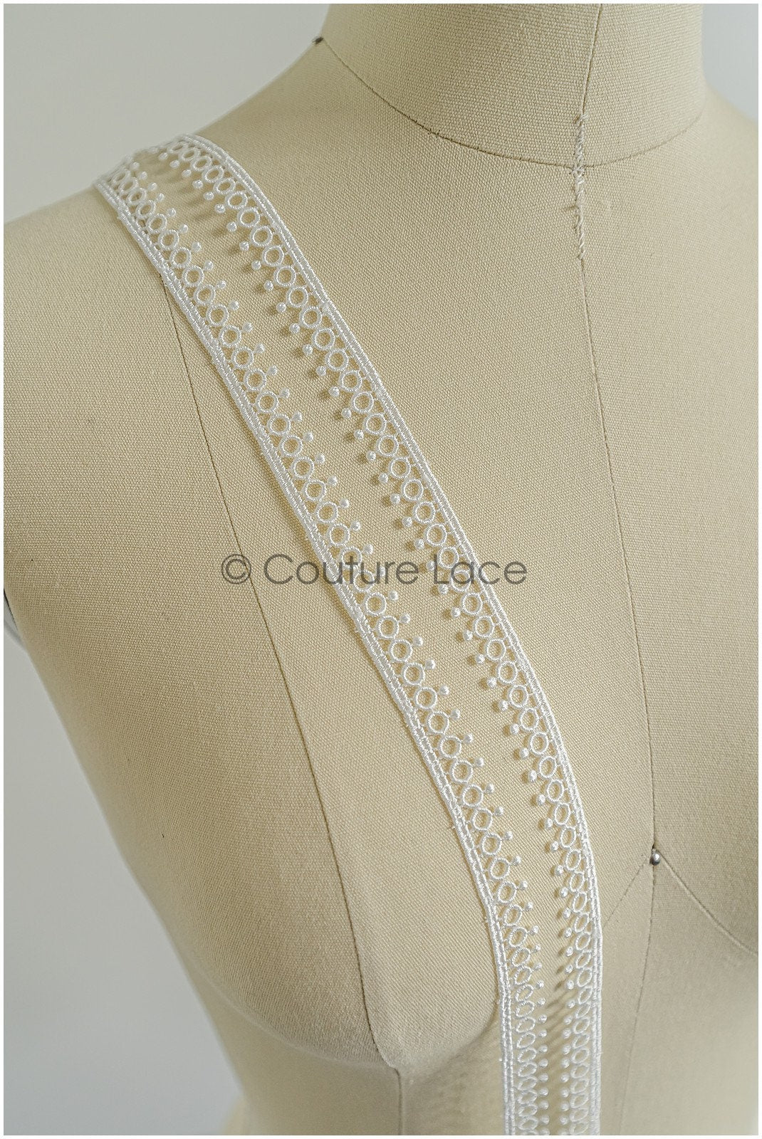 4yds / off-white boho crochet lace trim / geometric lace trim / bridal guipure lace trim / off-white dot lace trim // T22-217