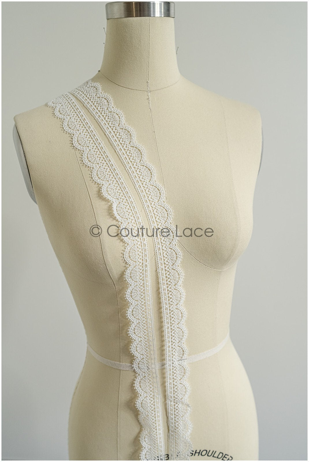 4yds / off-white boho crochet lace trim / geometric lace trim / bridal guipure lace trim / off-white dot lace trim // T22-218