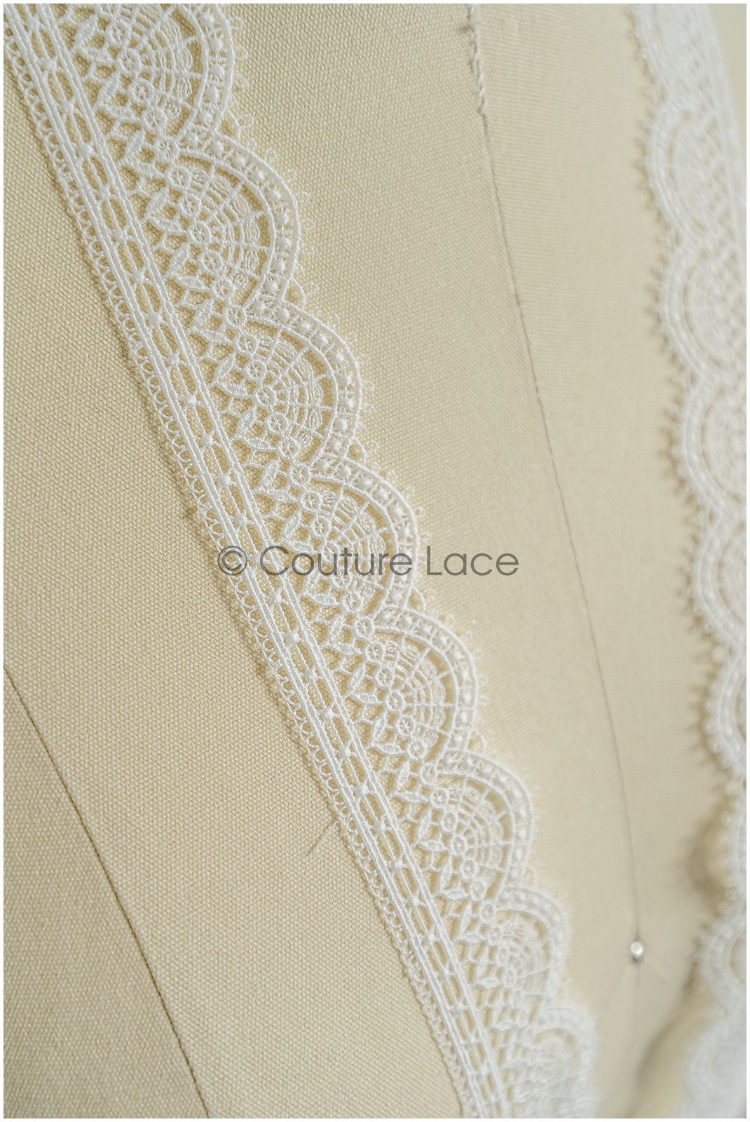 4yds / off-white boho crochet lace trim / geometric lace trim / bridal guipure lace trim / off-white dot lace trim // T22-218