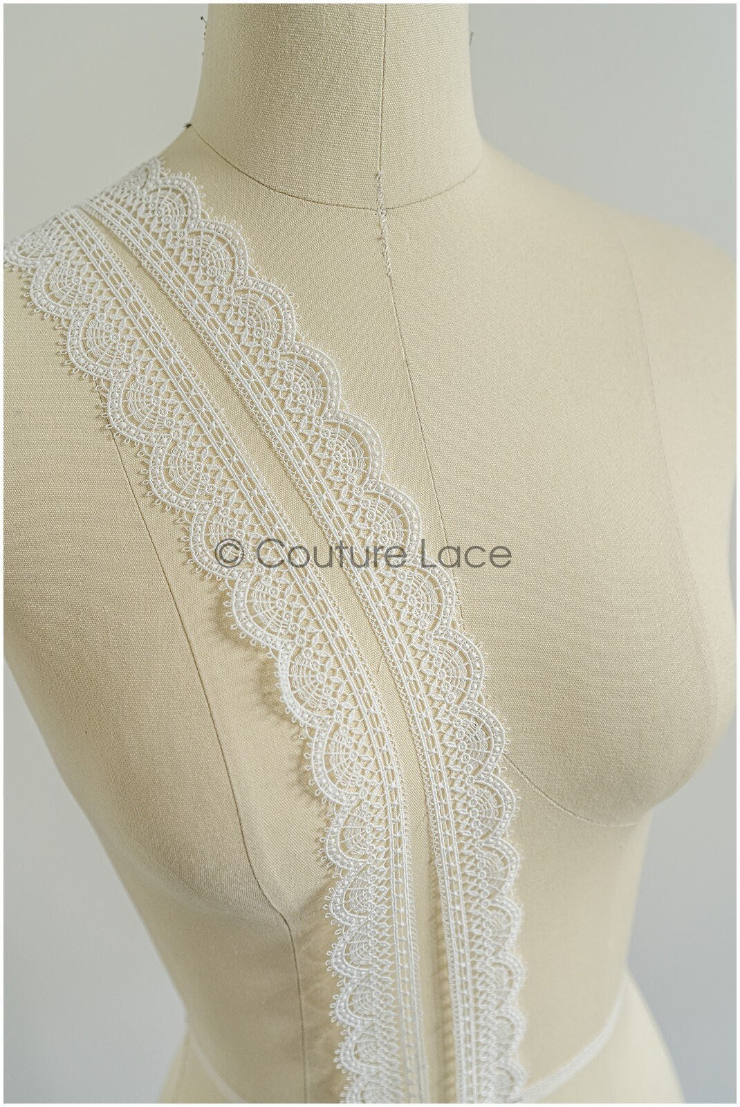 4yds / off-white boho crochet lace trim / geometric lace trim / bridal guipure lace trim / off-white dot lace trim // T22-218