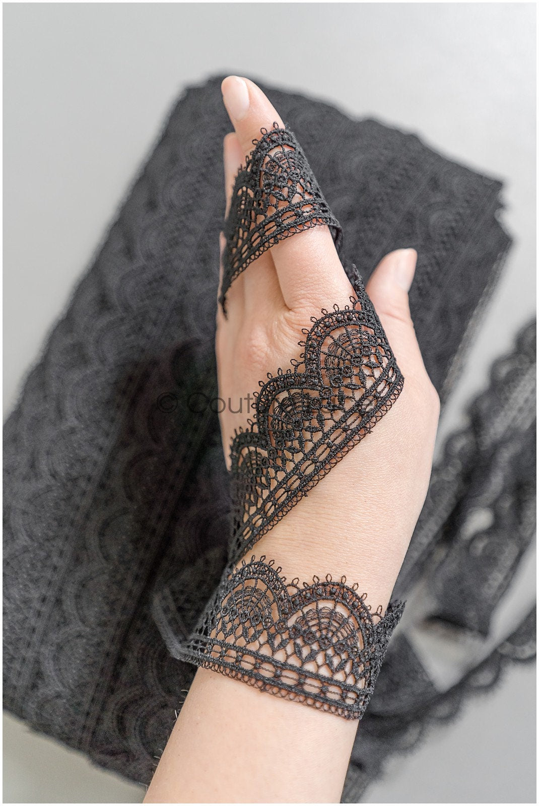4yds / black boho crochet lace / geometric lace trim / bridal guipure lace trim / black lace// T22-219T22-219