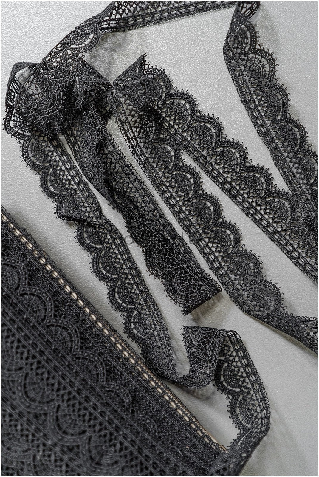 4yds / black boho crochet lace / geometric lace trim / bridal guipure lace trim / black lace// T22-219T22-219