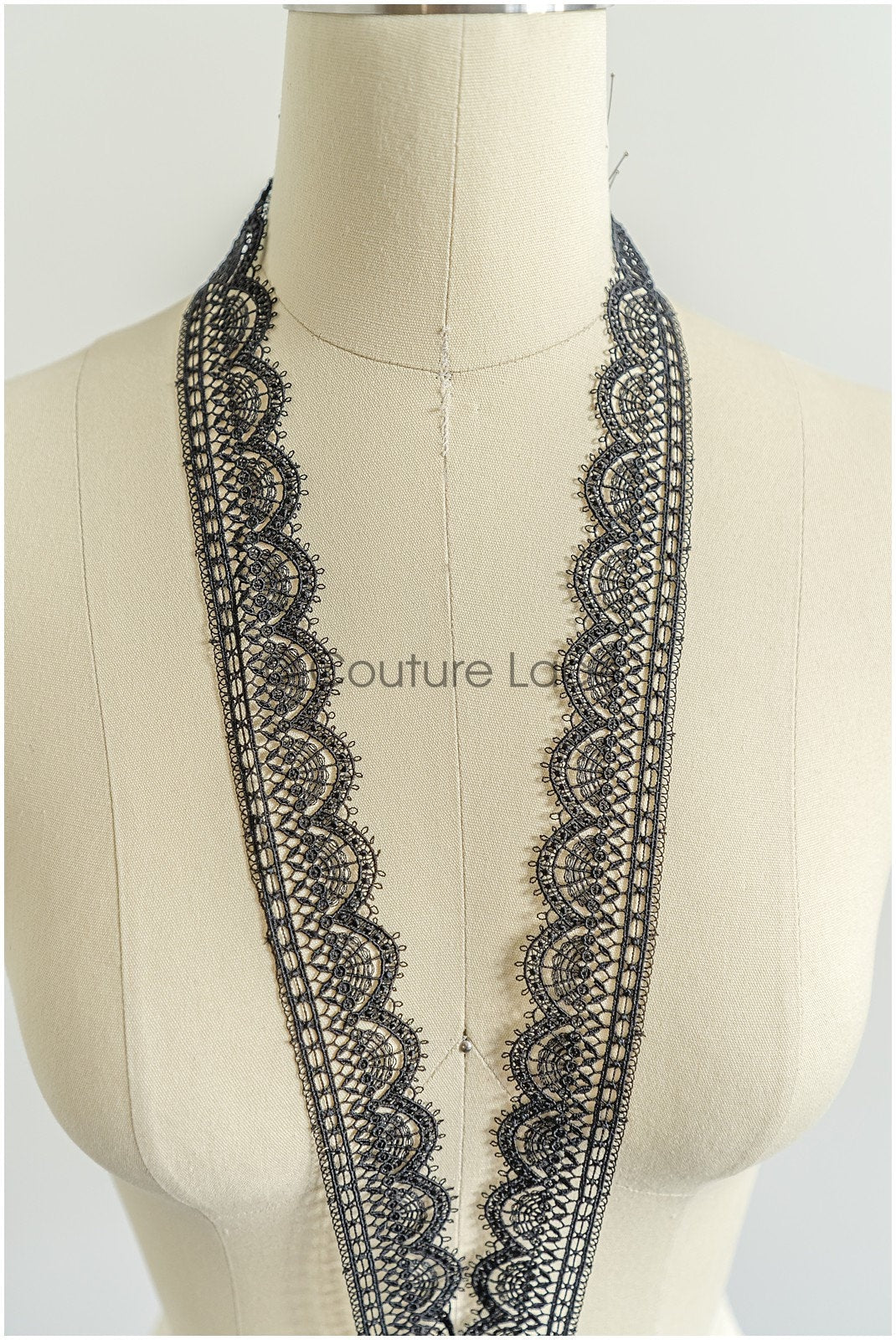 4yds / black boho crochet lace / geometric lace trim / bridal guipure lace trim / black lace// T22-219T22-219