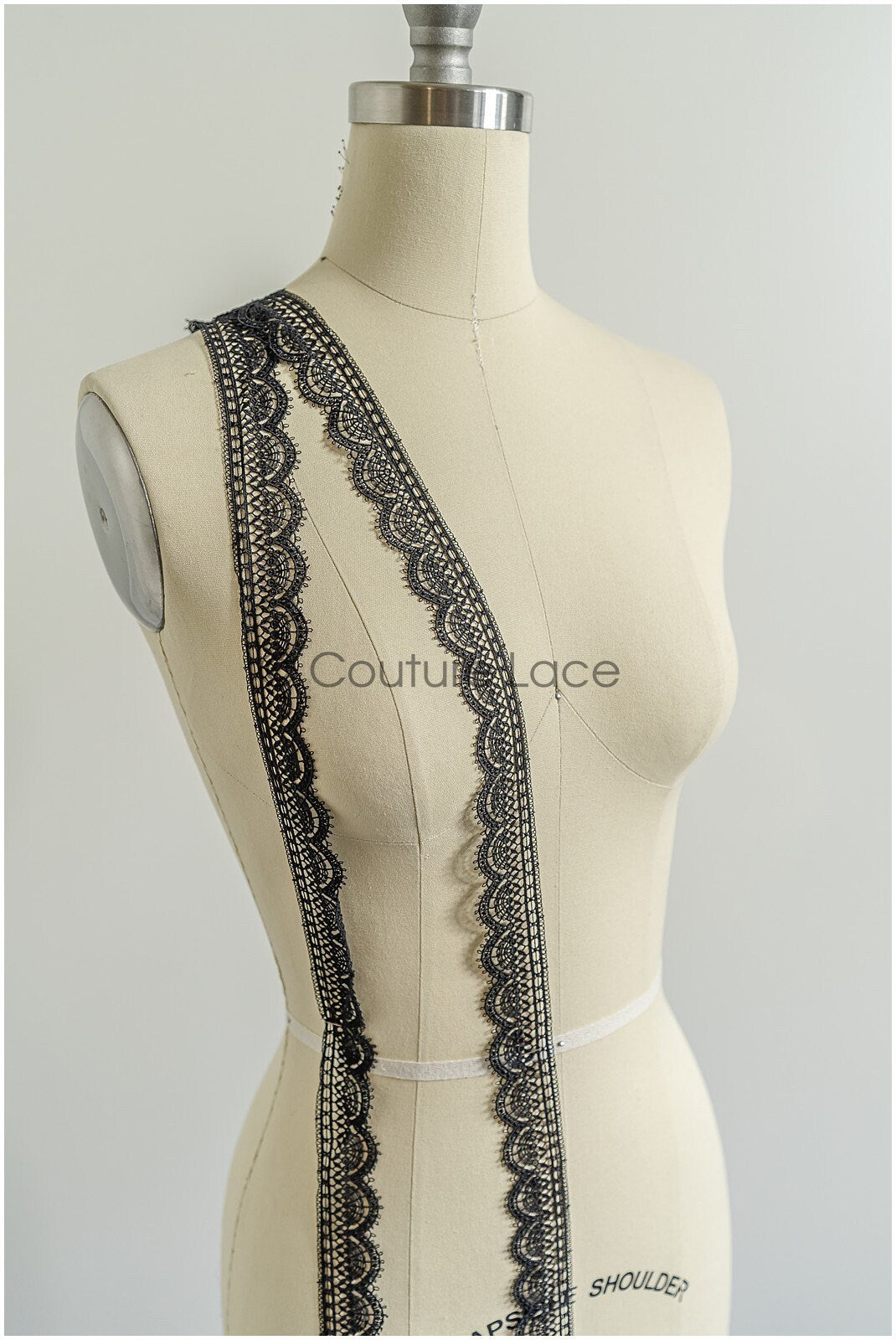 4yds / black boho crochet lace / geometric lace trim / bridal guipure lace trim / black lace// T22-219T22-219