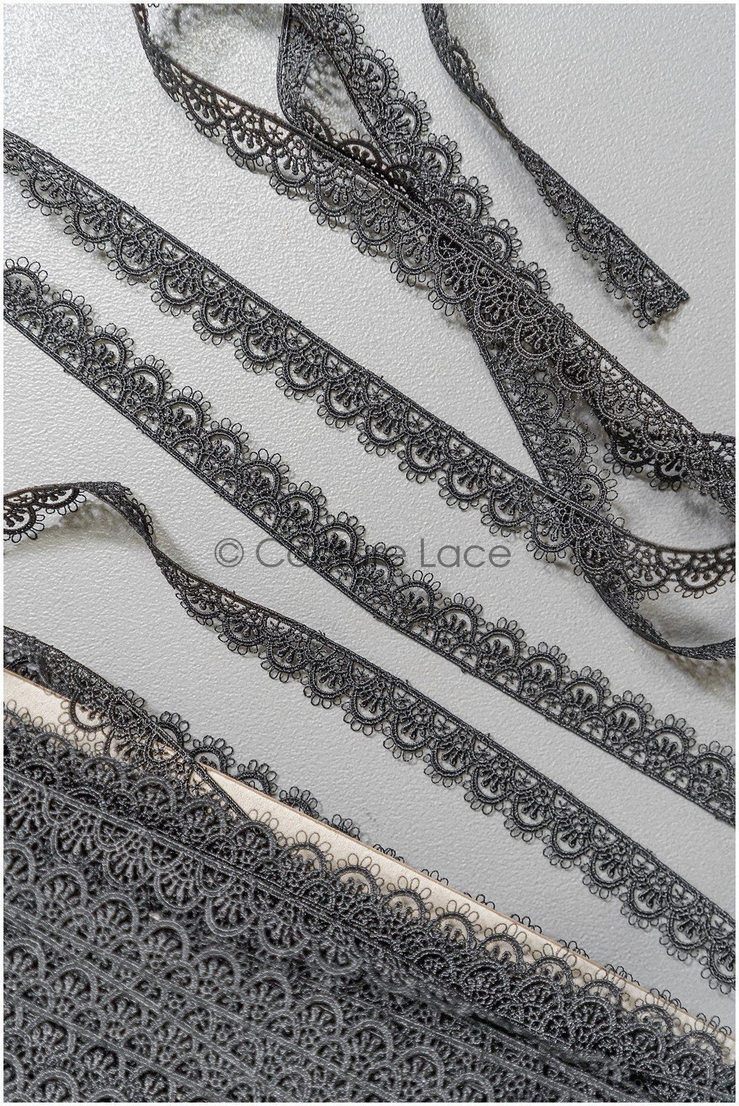4yds / black boho crochet lace trim / geometric lace trim / bridal guipure lace trim / black lace // T22-221