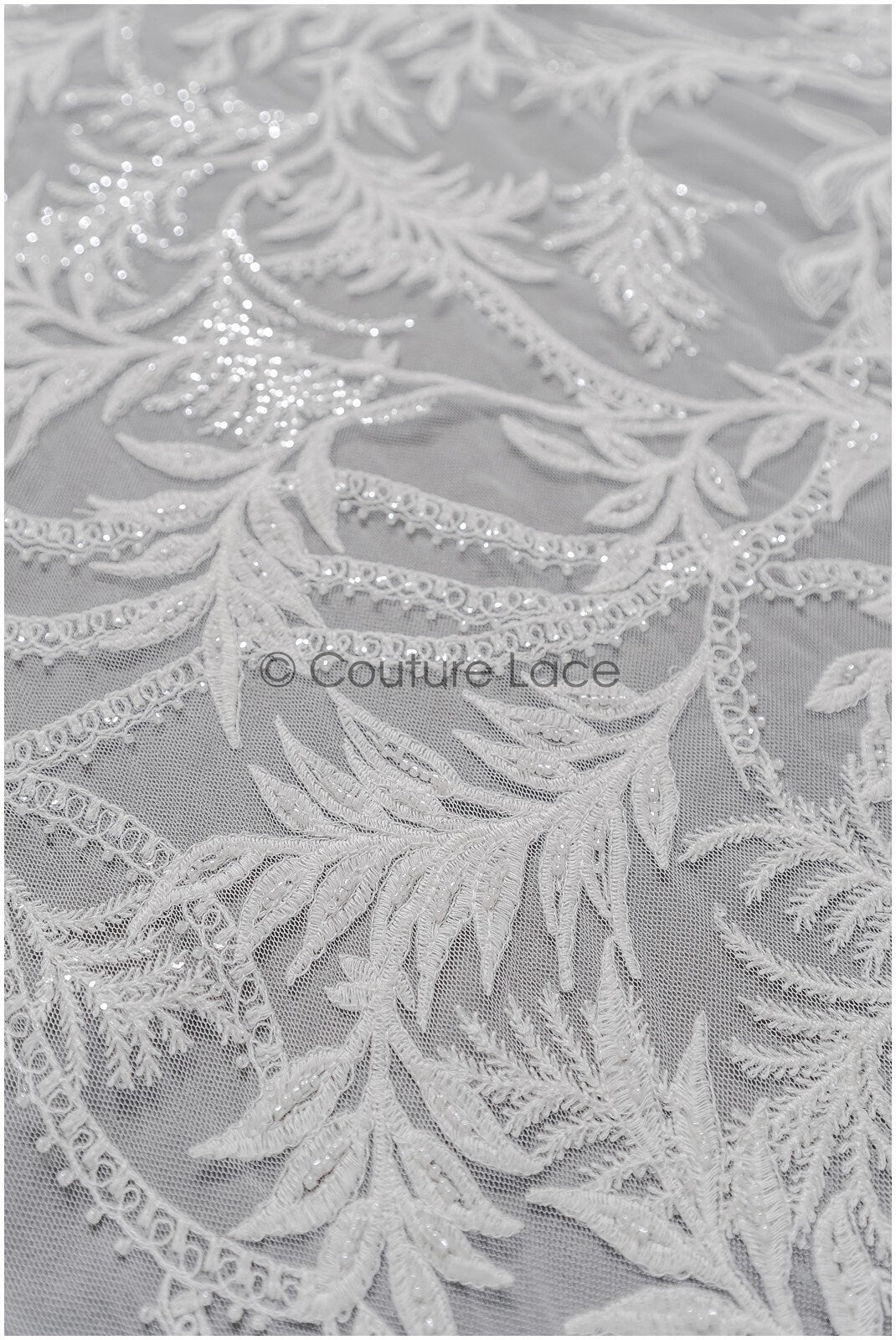Perlen Spitzenstoff Off-White/ Couture Spitzenstoff mit Perlen/ Braut Spitzenstoff/ Perlen Spitze// L22-422OW