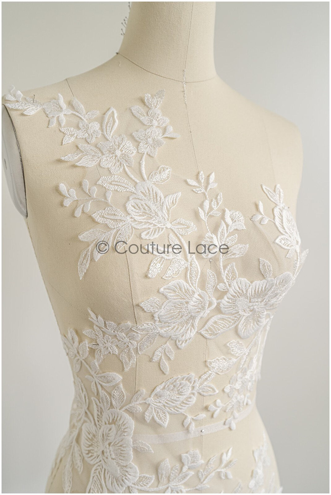 romantischer Blumen-Spitzenaufnäher / Baumwollblumen Applikation / Hochzeitskleid Spitzenapplikation / Brautblumen Applikation// A22-267