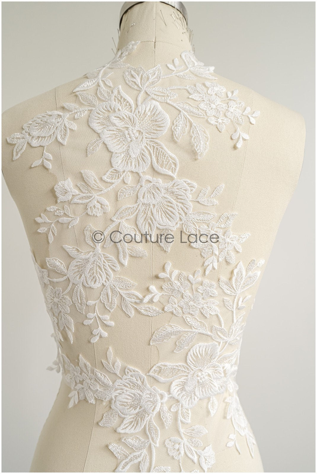 romantischer Blumen-Spitzenaufnäher / Baumwollblumen Applikation / Hochzeitskleid Spitzenapplikation / Brautblumen Applikation// A22-267