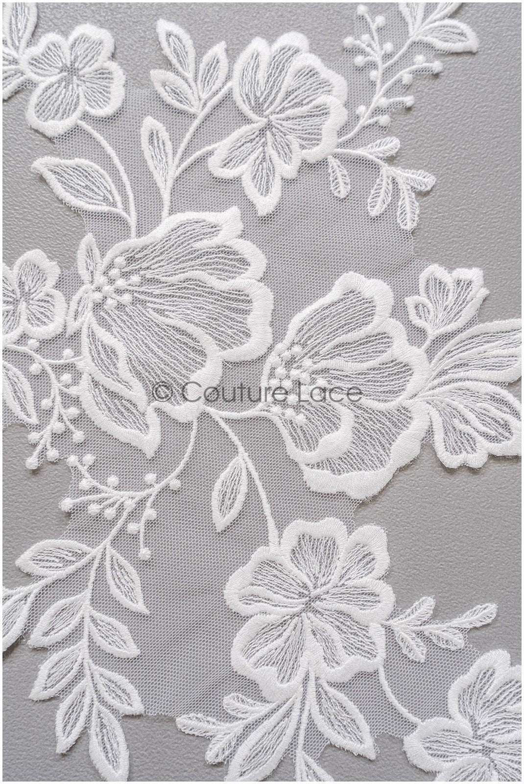romantischer Blumen-Spitzenaufnäher/ Baumwollblumen Applikation/ Hochzeitskleid Spitzenapplikation/ Brautblumen Applikation// A22-265