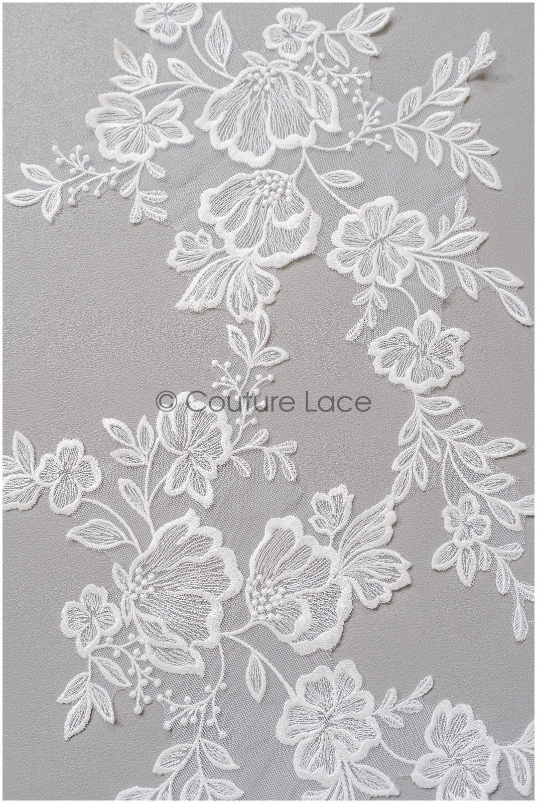 romantischer Blumen-Spitzenaufnäher/ Baumwollblumen Applikation/ Hochzeitskleid Spitzenapplikation/ Brautblumen Applikation// A22-265