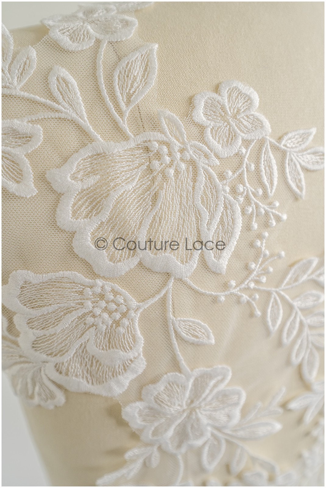 romantischer Blumen-Spitzenaufnäher/ Baumwollblumen Applikation/ Hochzeitskleid Spitzenapplikation/ Brautblumen Applikation// A22-265