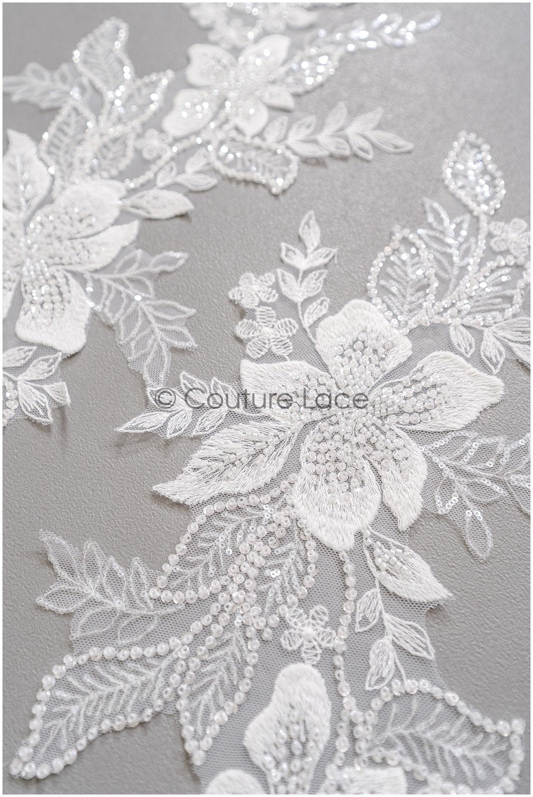 romantischer Blumen-Spitzenaufnäher / Baumwollblumen Applikation / Hochzeitskleid Spitzenapplikation / Brautblumen Applikation// A22-257