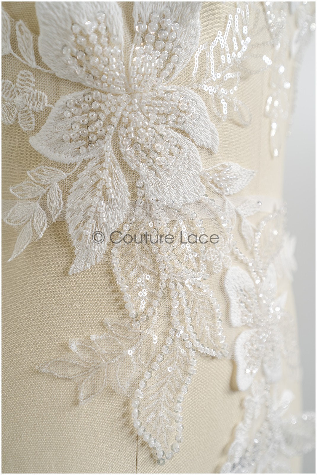 romantischer Blumen-Spitzenaufnäher / Baumwollblumen Applikation / Hochzeitskleid Spitzenapplikation / Brautblumen Applikation// A22-257