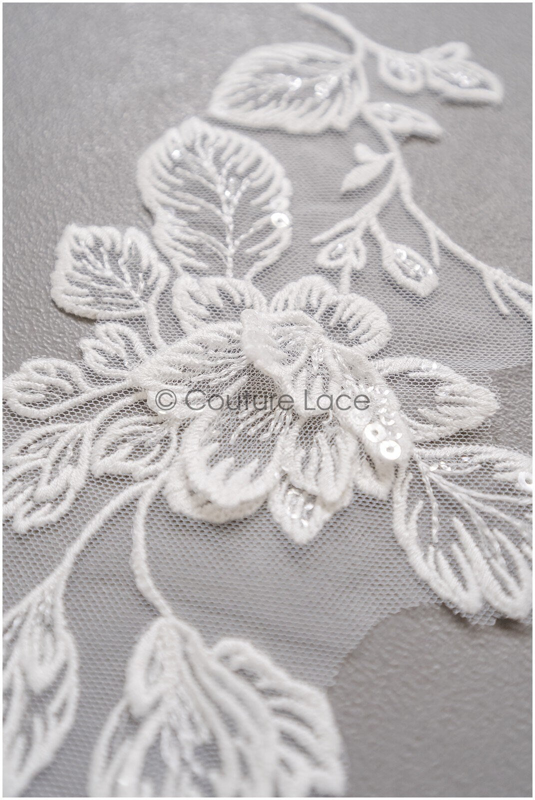 romantischer Blumen-Spitzenaufnäher/ Baumwollblumen Applikation/ Hochzeitskleid Spitzenapplikation/ Brautblumen Applikation// A22-270