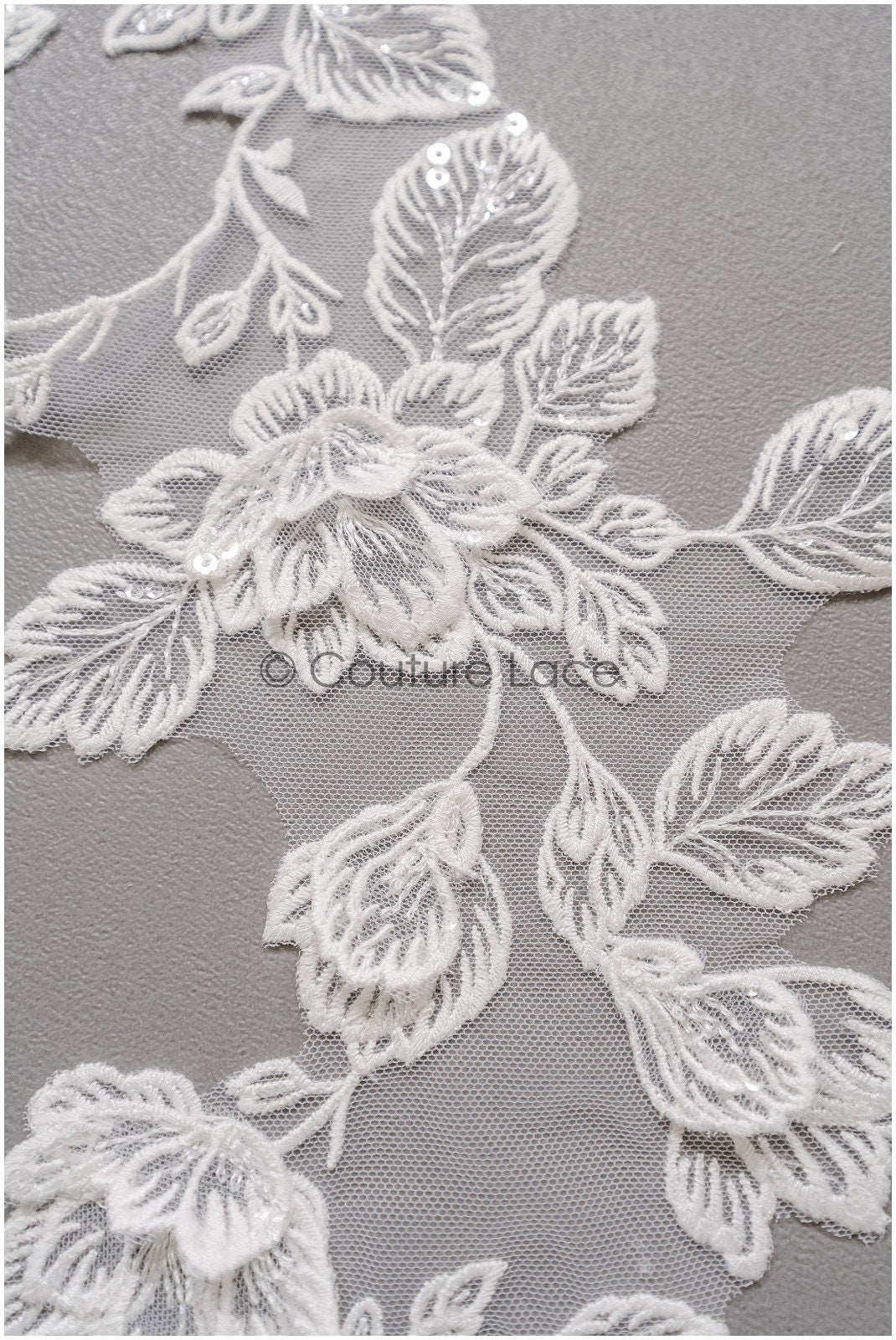 romantischer Blumen-Spitzenaufnäher/ Baumwollblumen Applikation/ Hochzeitskleid Spitzenapplikation/ Brautblumen Applikation// A22-270