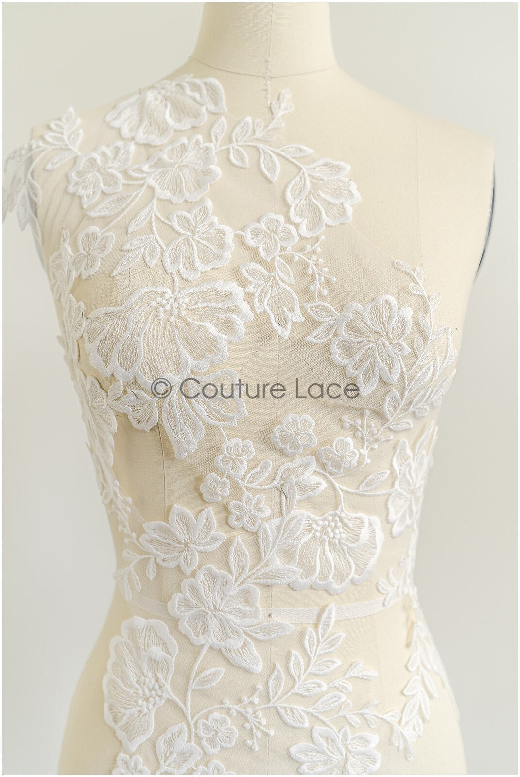 romantischer Blumen-Spitzenaufnäher/ Baumwollblumen Applikation/ Hochzeitskleid Spitzenapplikation/ Brautblumen Applikation// A22-277