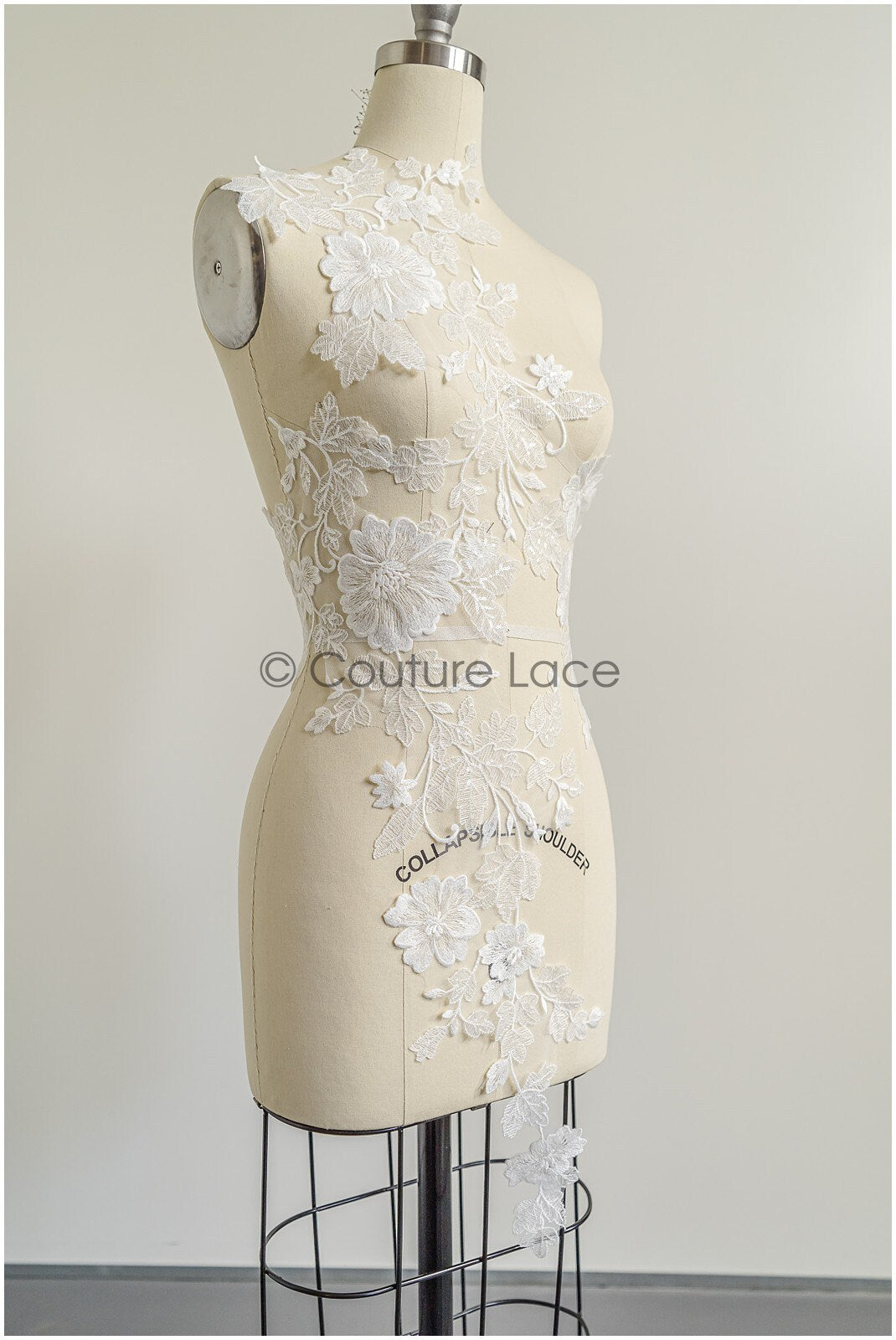romantischer Blumen-Spitzenaufnäher/ Baumwollblumen Applikation/ Hochzeitskleid Spitzenapplikation/ Brautblumen Applikation// A22-278
