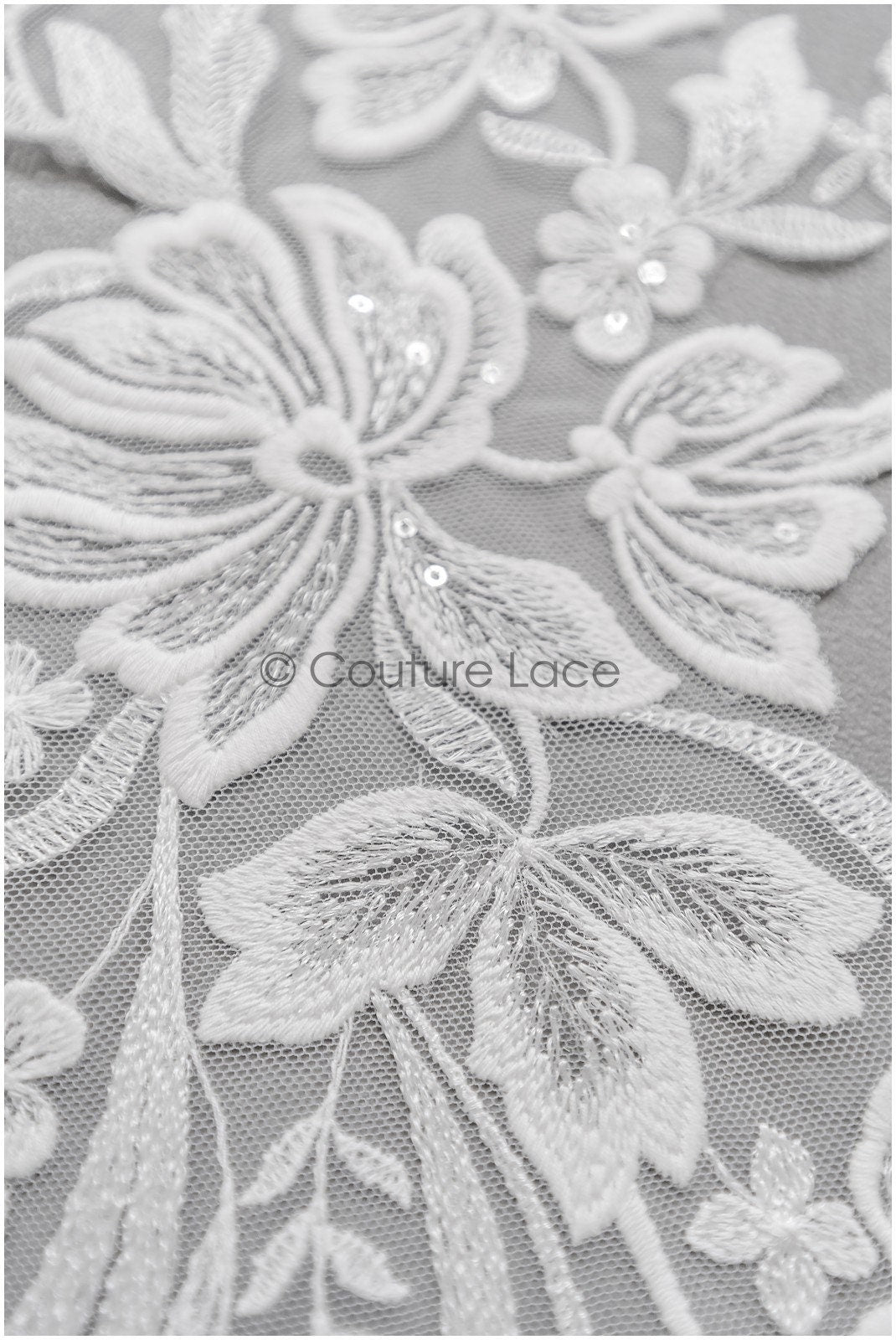 romantischer Blumen-Spitzenaufnäher / Baumwollblumen Applikation / Hochzeitskleid Spitzenapplikation / Brautblumen Applikation// A22-279