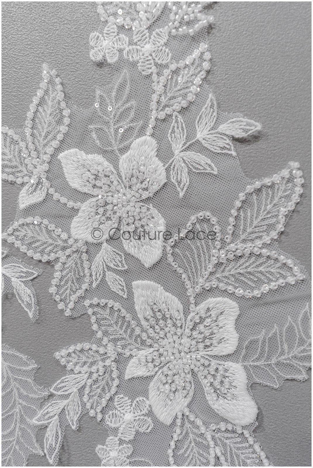 romantischer Blumen-Spitzenaufnäher / Baumwollblumen Applikation / Hochzeitskleid Spitzenapplikation / Brautblumen Applikation// A22-283