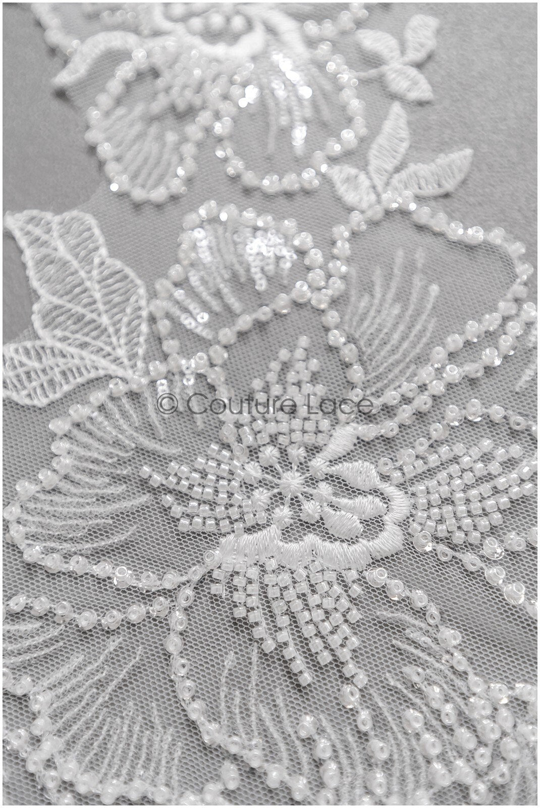 romantischer Perlen Spitzen Patch/ Rayon Blumen Applikation/ Hochzeitskleid SpitzenApplikation/ BrautBlume Applikation// A22-273
