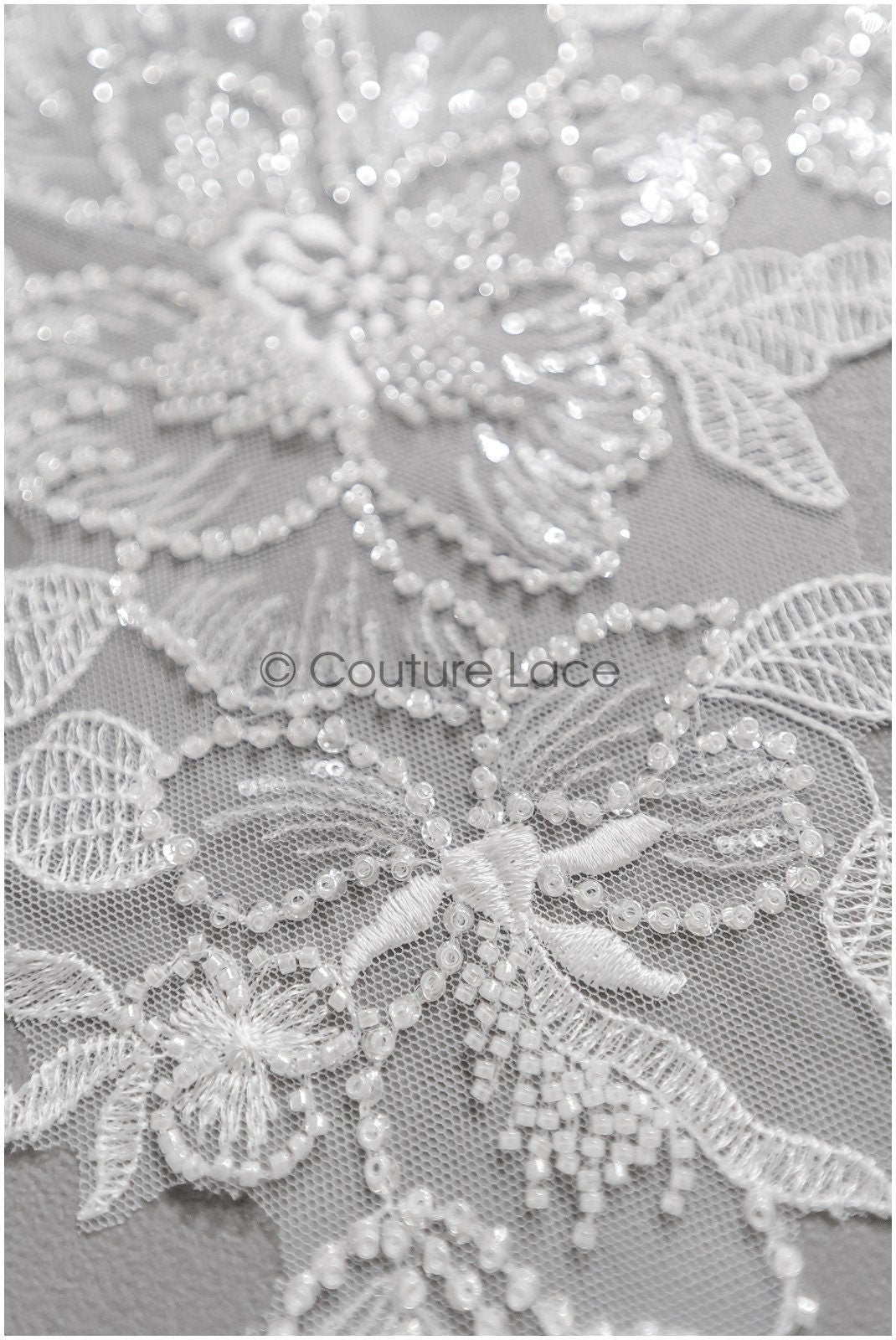 romantischer Perlen Spitzen Patch/ Rayon Blumen Applikation/ Hochzeitskleid SpitzenApplikation/ BrautBlume Applikation// A22-273