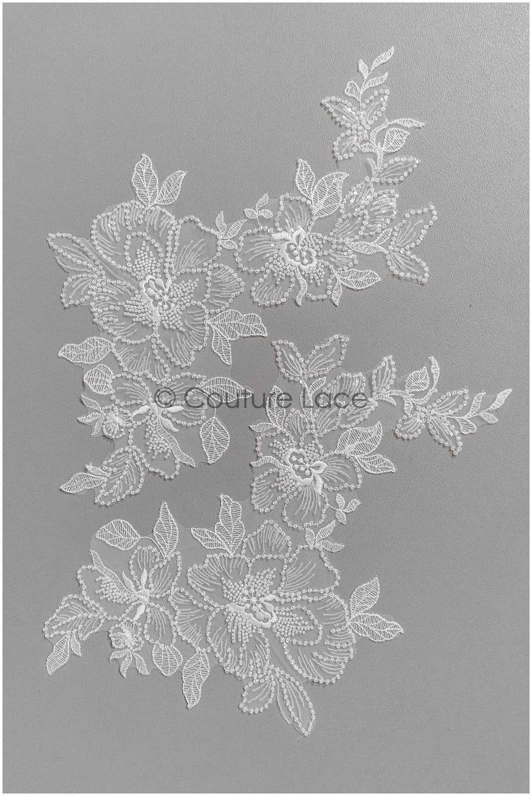 romantischer Perlen Spitzen Patch/ Rayon Blumen Applikation/ Hochzeitskleid SpitzenApplikation/ BrautBlume Applikation// A22-273