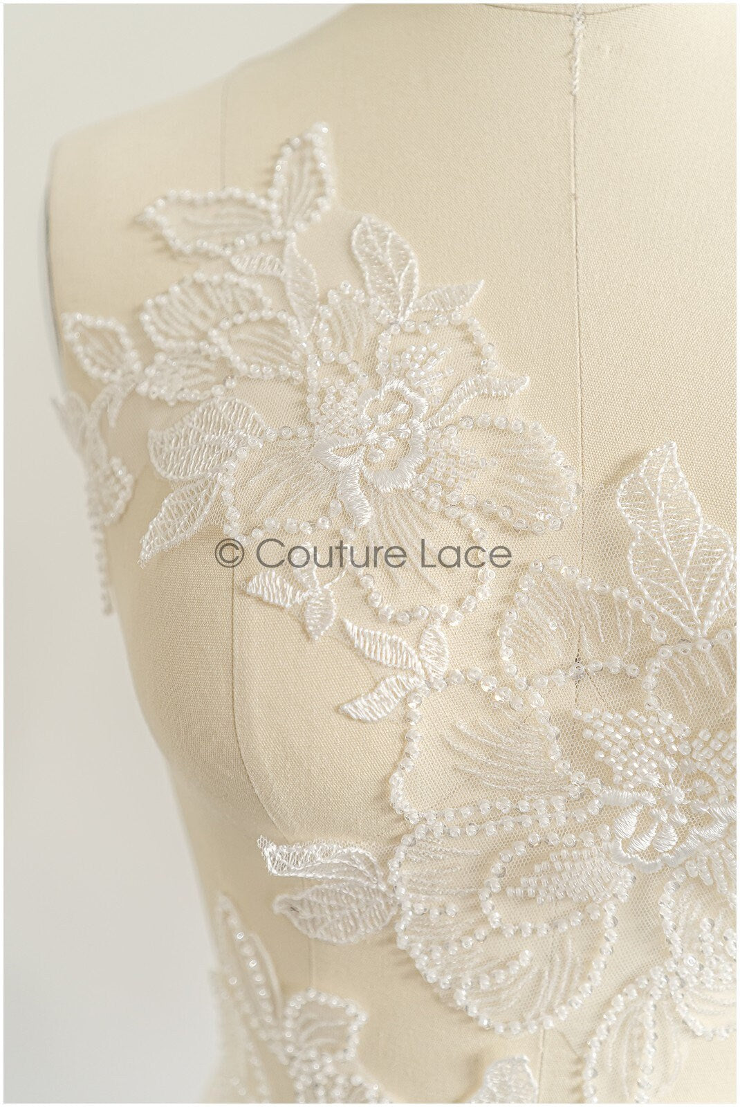 romantischer Perlen Spitzen Patch/ Rayon Blumen Applikation/ Hochzeitskleid SpitzenApplikation/ BrautBlume Applikation// A22-273