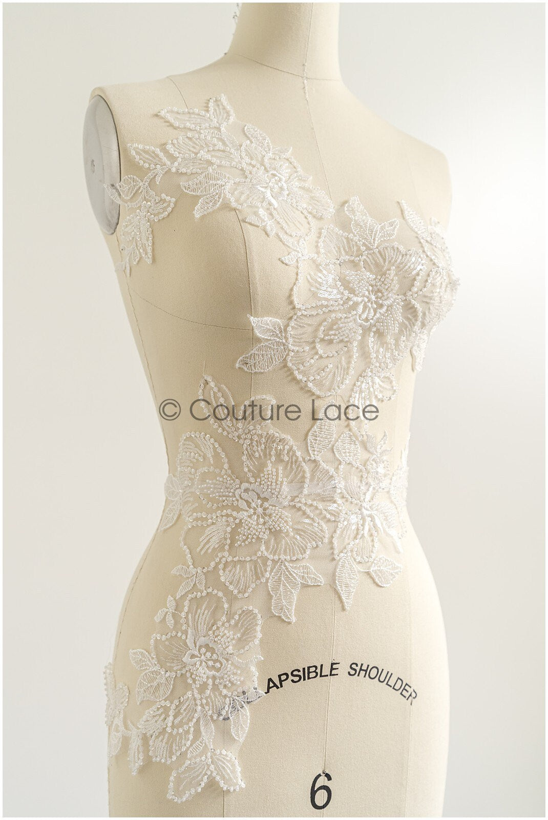 romantischer Perlen Spitzen Patch/ Rayon Blumen Applikation/ Hochzeitskleid SpitzenApplikation/ BrautBlume Applikation// A22-273