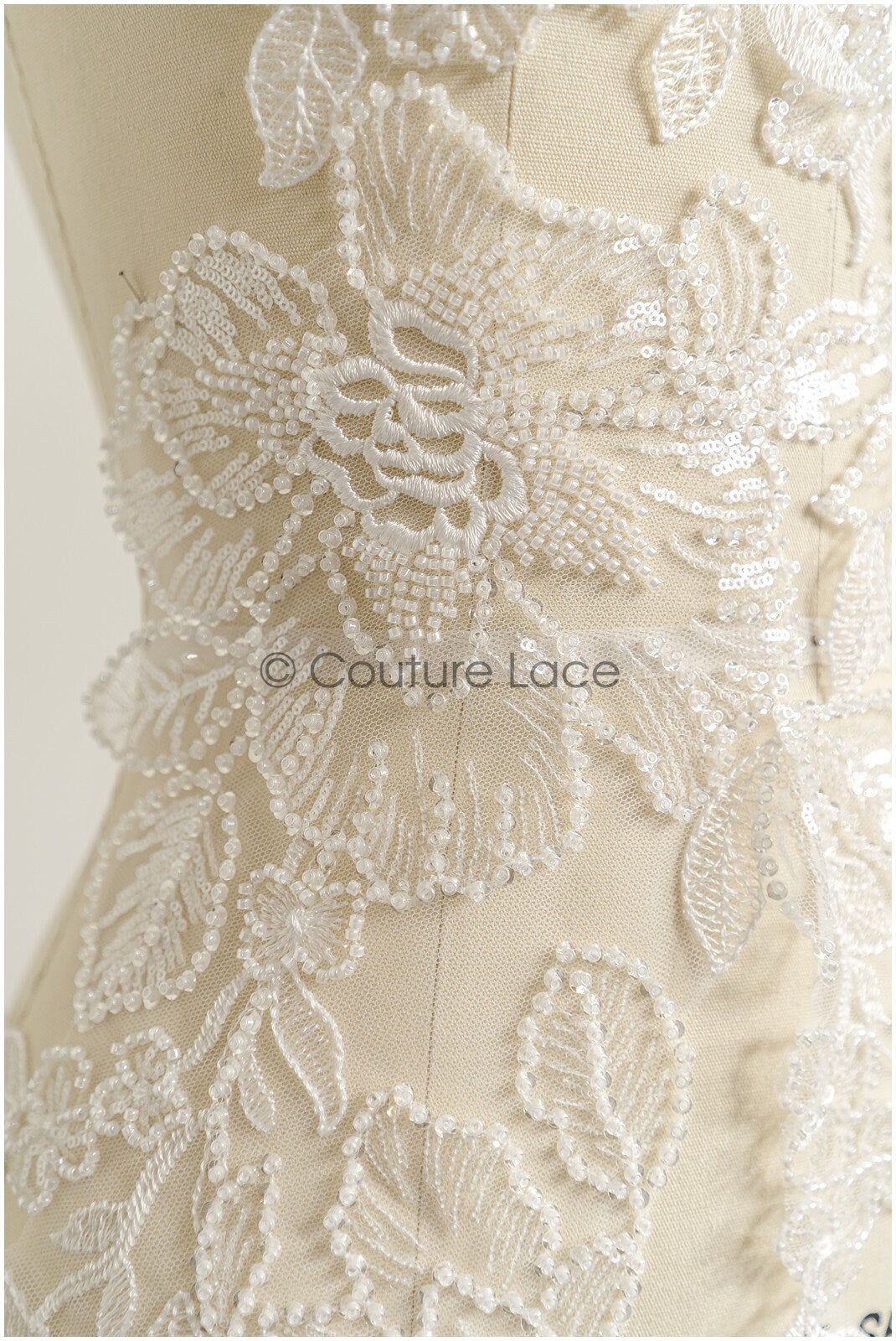 romantischer Perlen Spitzen Patch/ Rayon Blumen Applikation/ Hochzeitskleid SpitzenApplikation/ BrautBlume Applikation// A22-274