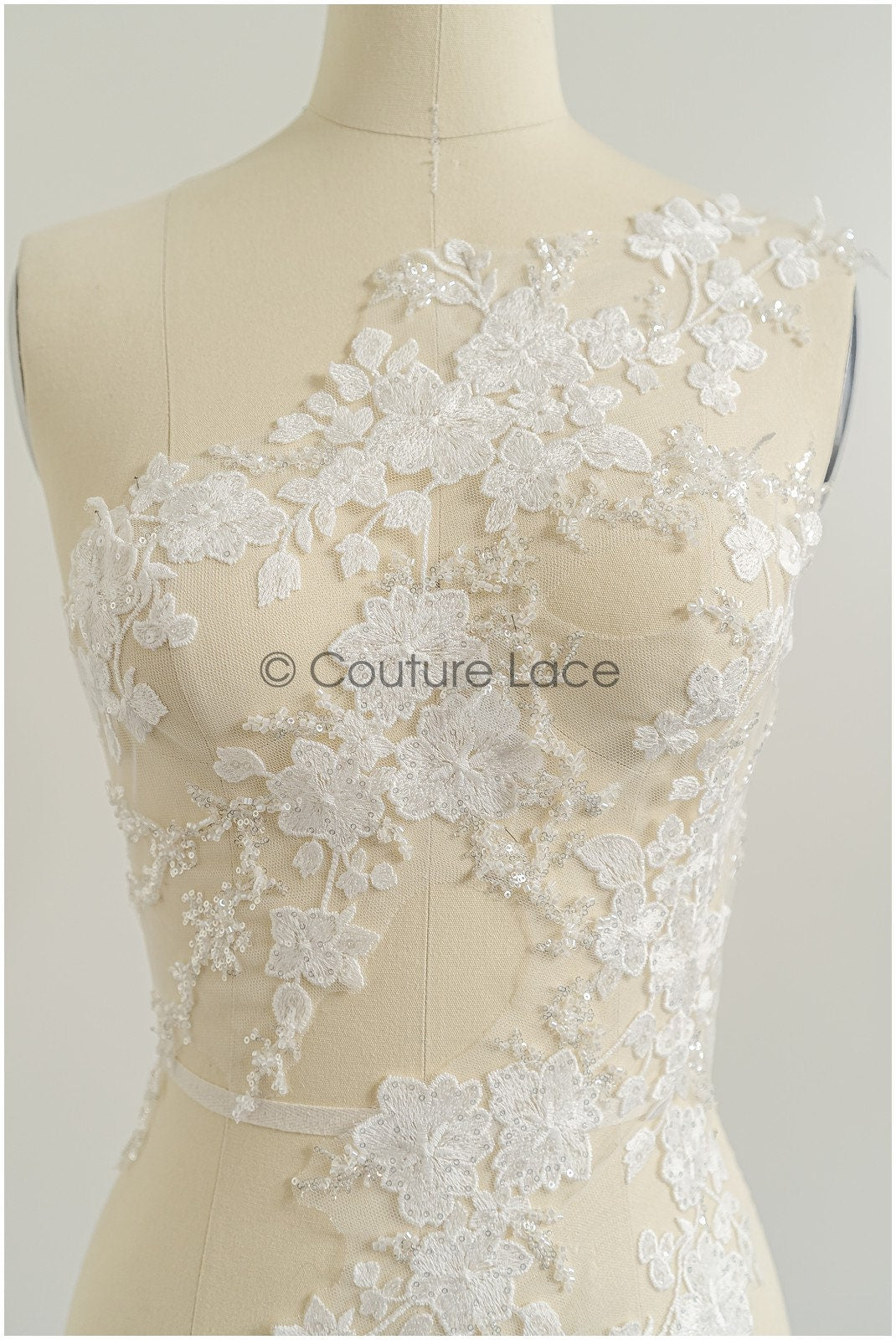 romantischer Blumen-Spitzenaufnäher/ Baumwollblumen Applikation/ Hochzeitskleid Spitzenapplikation/ Brautblumen Applikation// A22-260
