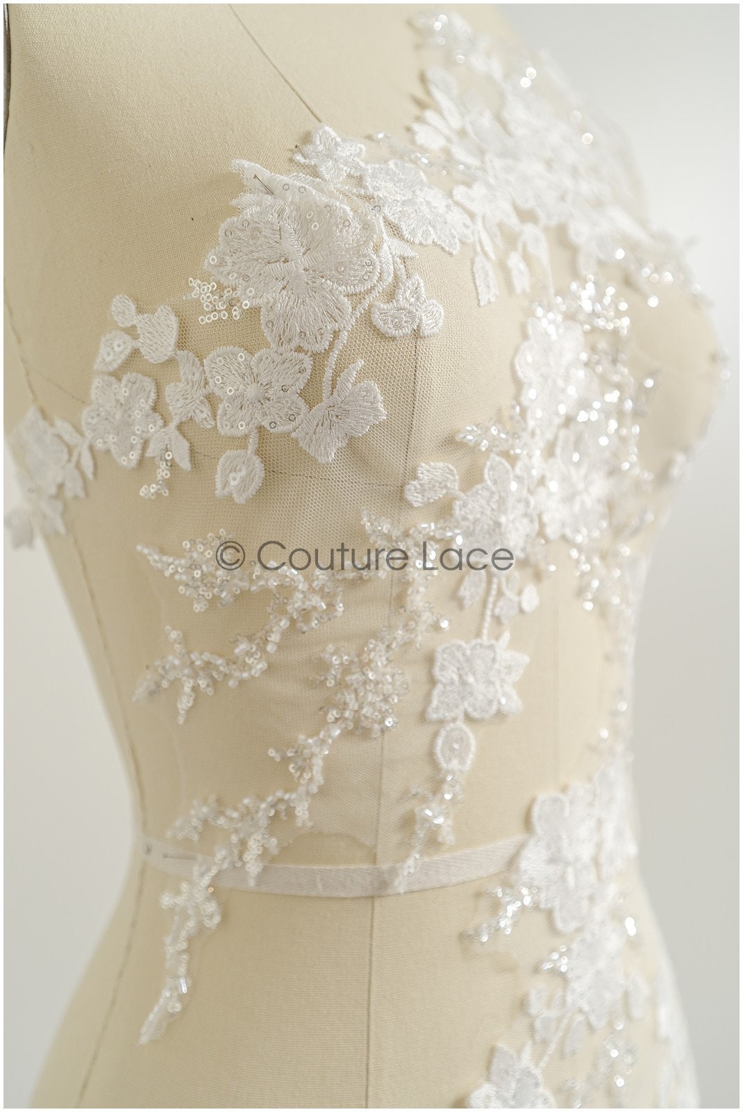 romantischer Blumen-Spitzenaufnäher/ Baumwollblumen Applikation/ Hochzeitskleid Spitzenapplikation/ Brautblumen Applikation// A22-260
