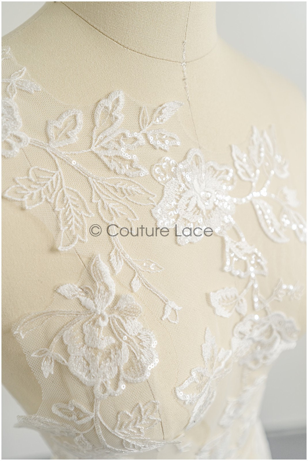romantischer Blumen-Spitzenaufnäher/ Baumwollblumen Applikation/ Hochzeitskleid Spitzenapplikation/ Brautblumen Applikation// A22-262