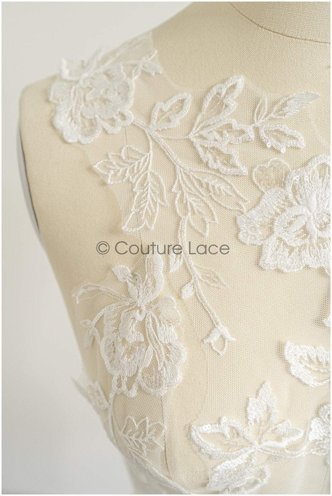 romantischer Blumen-Spitzenaufnäher/ Baumwollblumen Applikation/ Hochzeitskleid Spitzenapplikation/ Brautblumen Applikation// A22-262