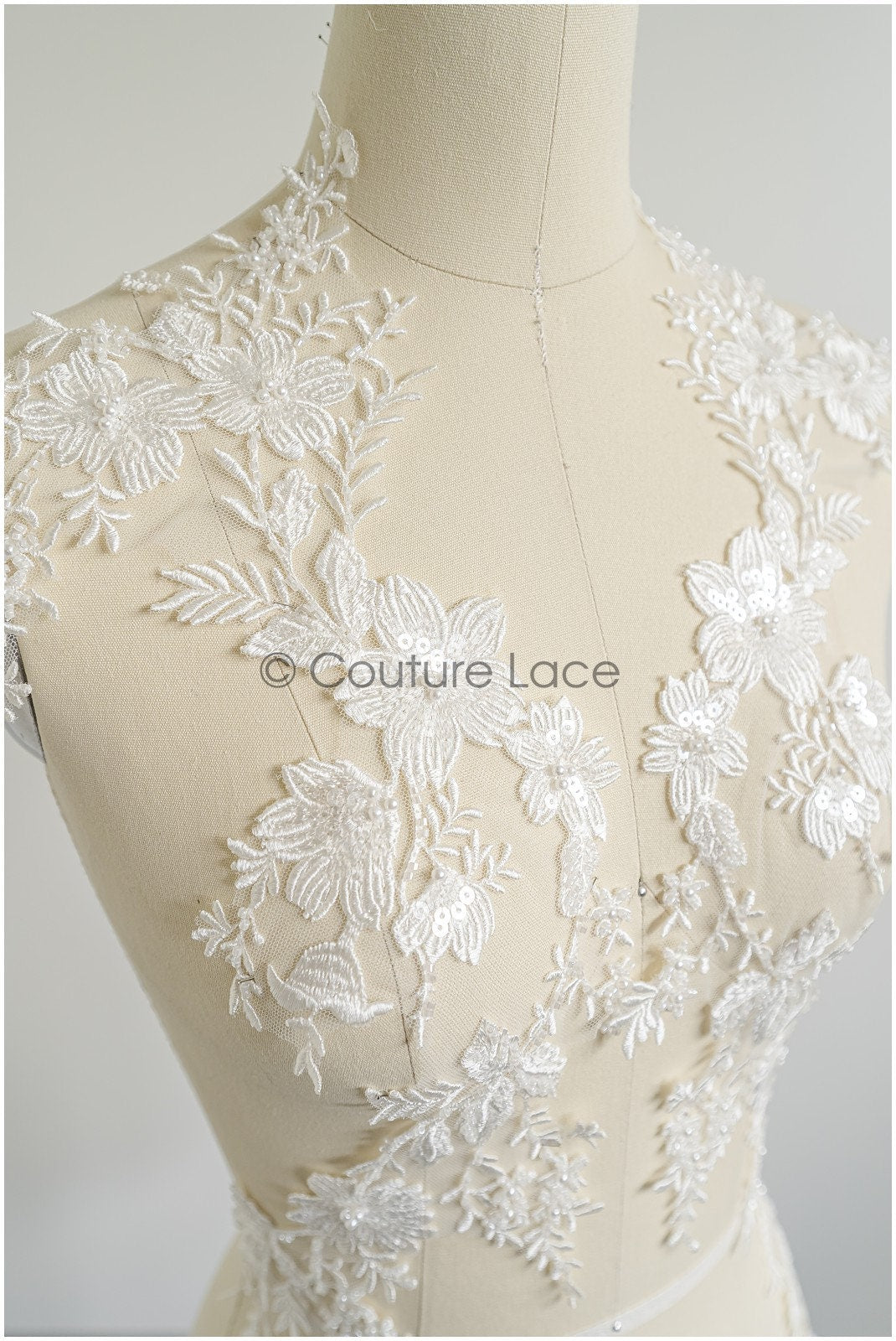 romantischer Blumen-Spitzenaufnäher / Baumwollblumen Applikation / Hochzeitskleid Spitzenapplikation / Brautblumen Applikation// A22-258