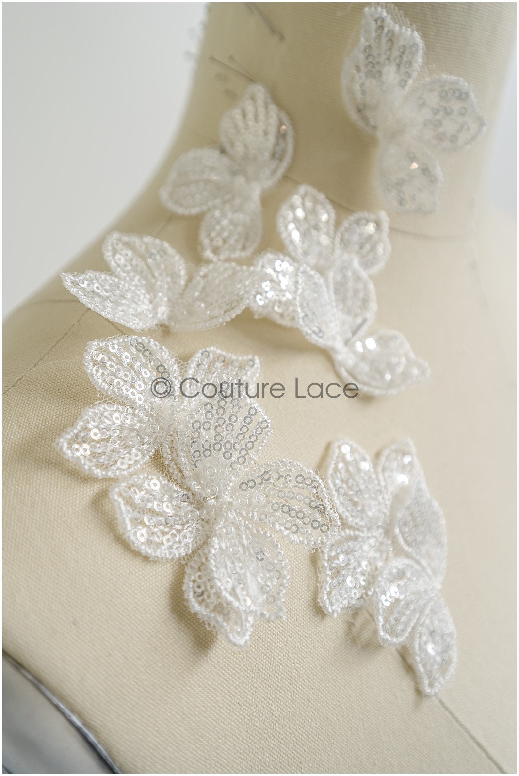 10pcs. Lace flowers for sewing/ 3D flower lace applique/ wedding dress lace applique/ bridal lace// A22-254
