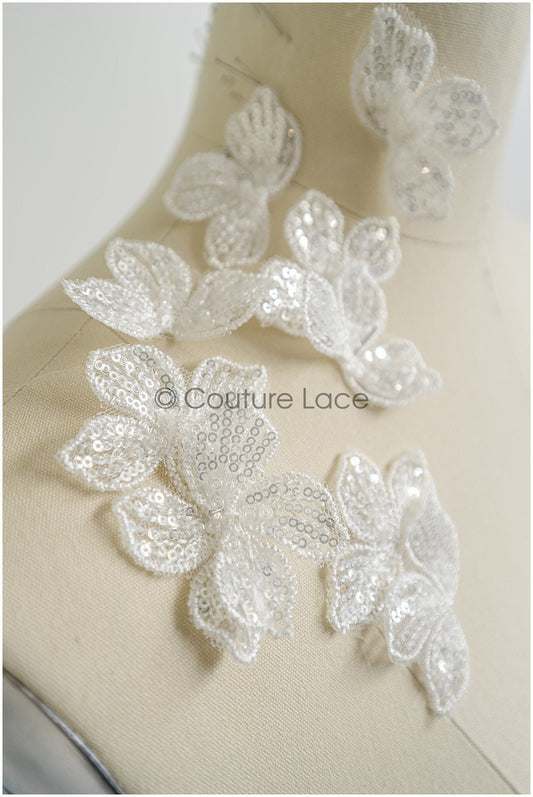 10 pièces. Fleurs de dentelle pour coudre/fleurs 3D applique de dentelle/robe de mariée applique de dentelle/dentelle de mariée//A22-254