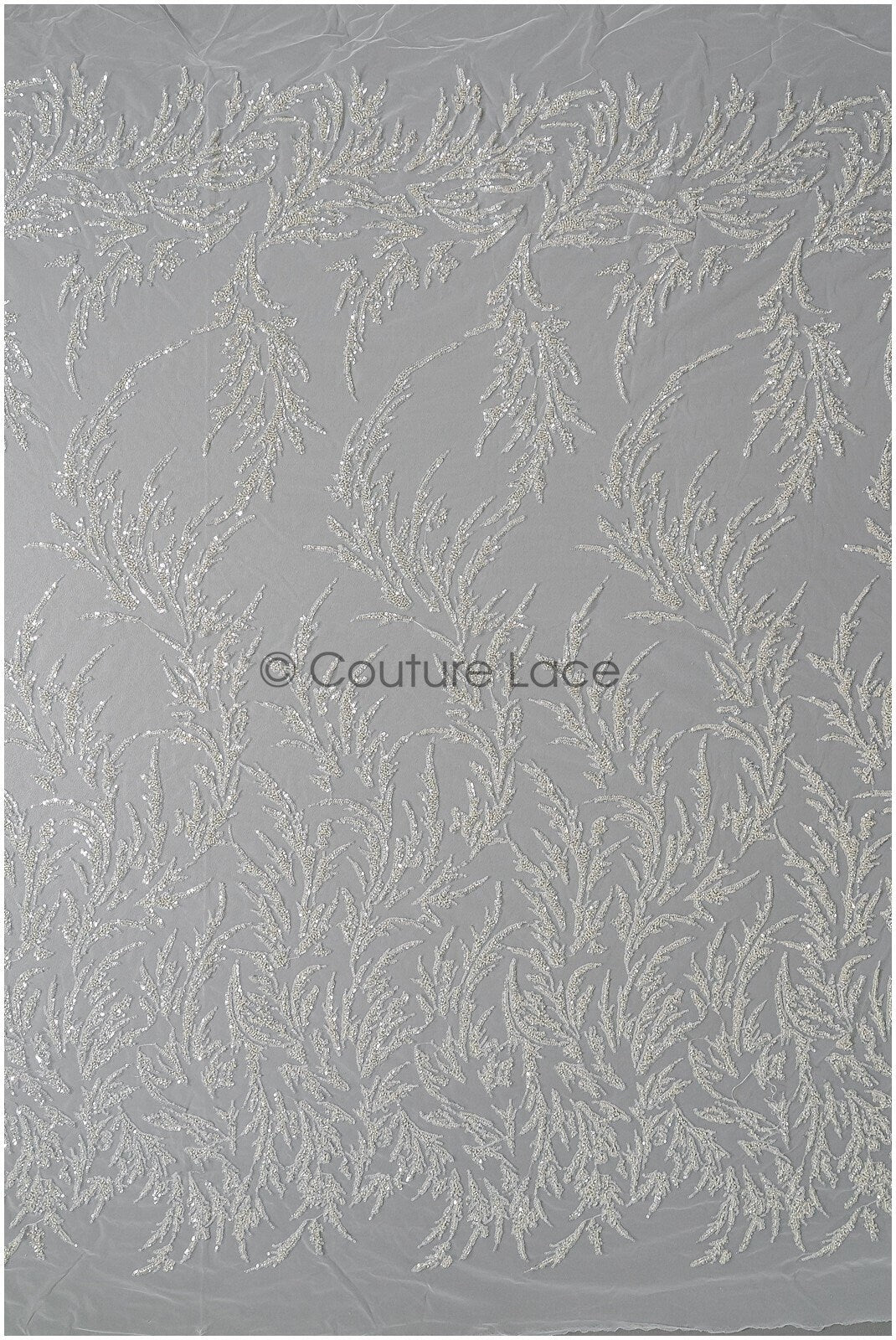 Schwere Perlen Brautspitze Silber/ Couture Spitzenstoff/ Perlenhochzeitsspitze mit Silberperlen// L22-445