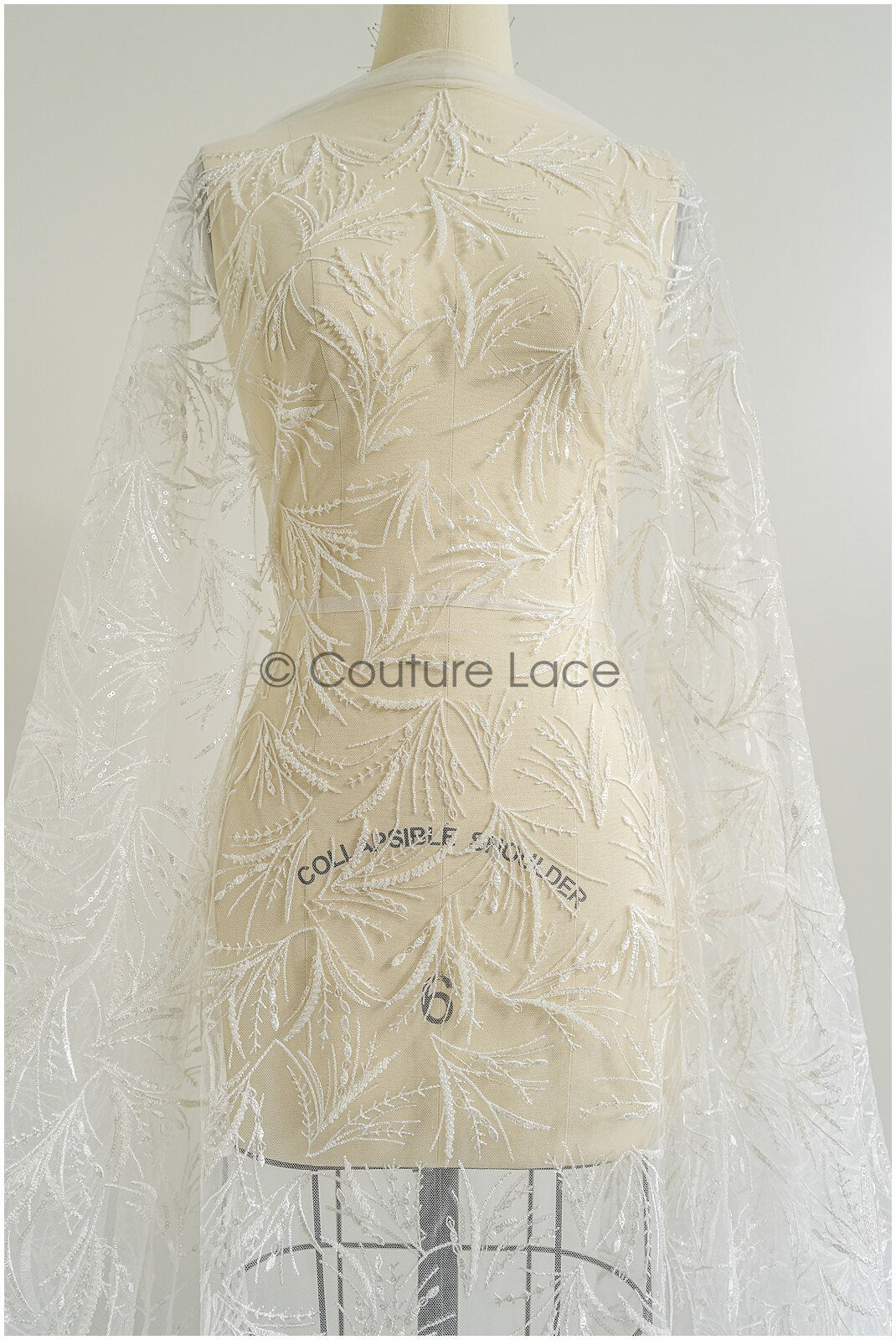Perlen Braut Spitze Off-White/ Perlen Spitzenstoff/ Perlen Btrautspitze Stoff/ Couture Spitze// L22-446