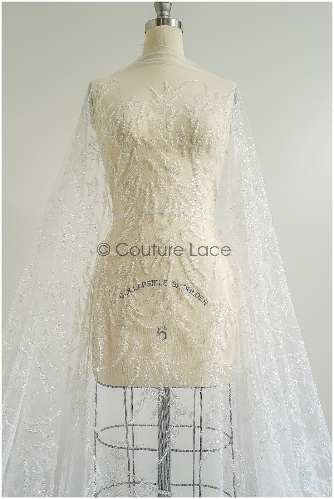 Perlen Braut Spitzenstoff Off-White/ Perlen Spitze Stoff/ Couture Spitzenstoff/ Brautspitze// L22-447