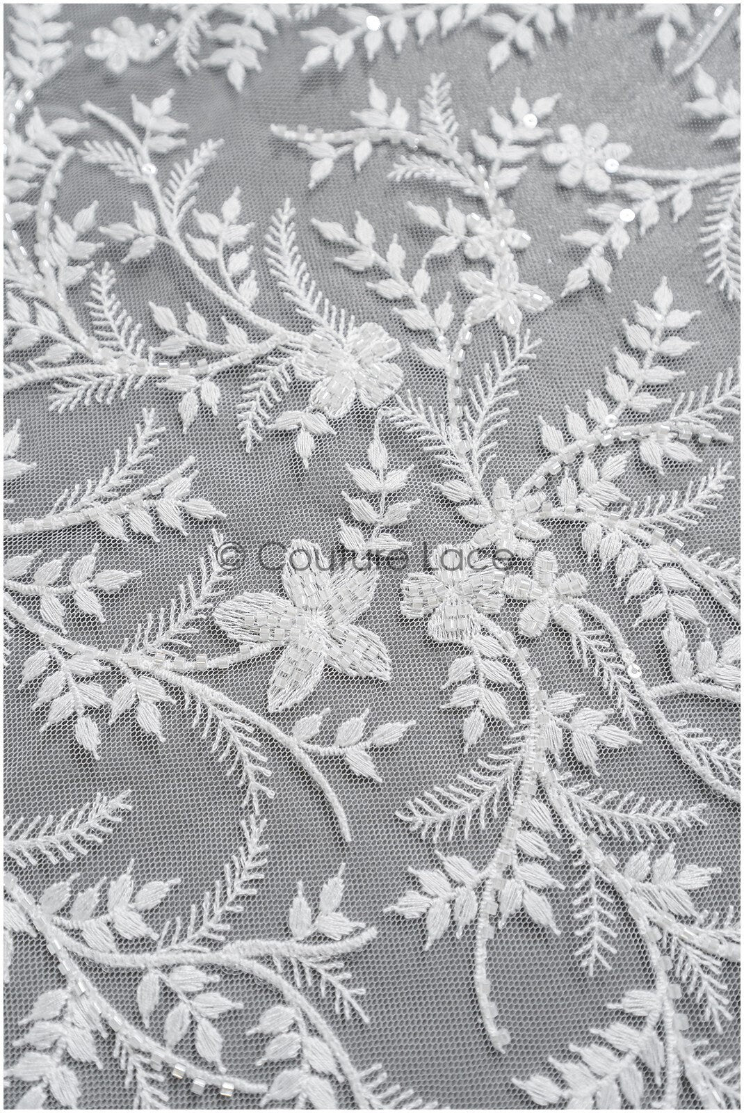 Perlen Spitze Stoff Off-White/ Perlen Brautkleid Spitze/ Couture Spitzenstoff/ Perlen Spitze// L22-453