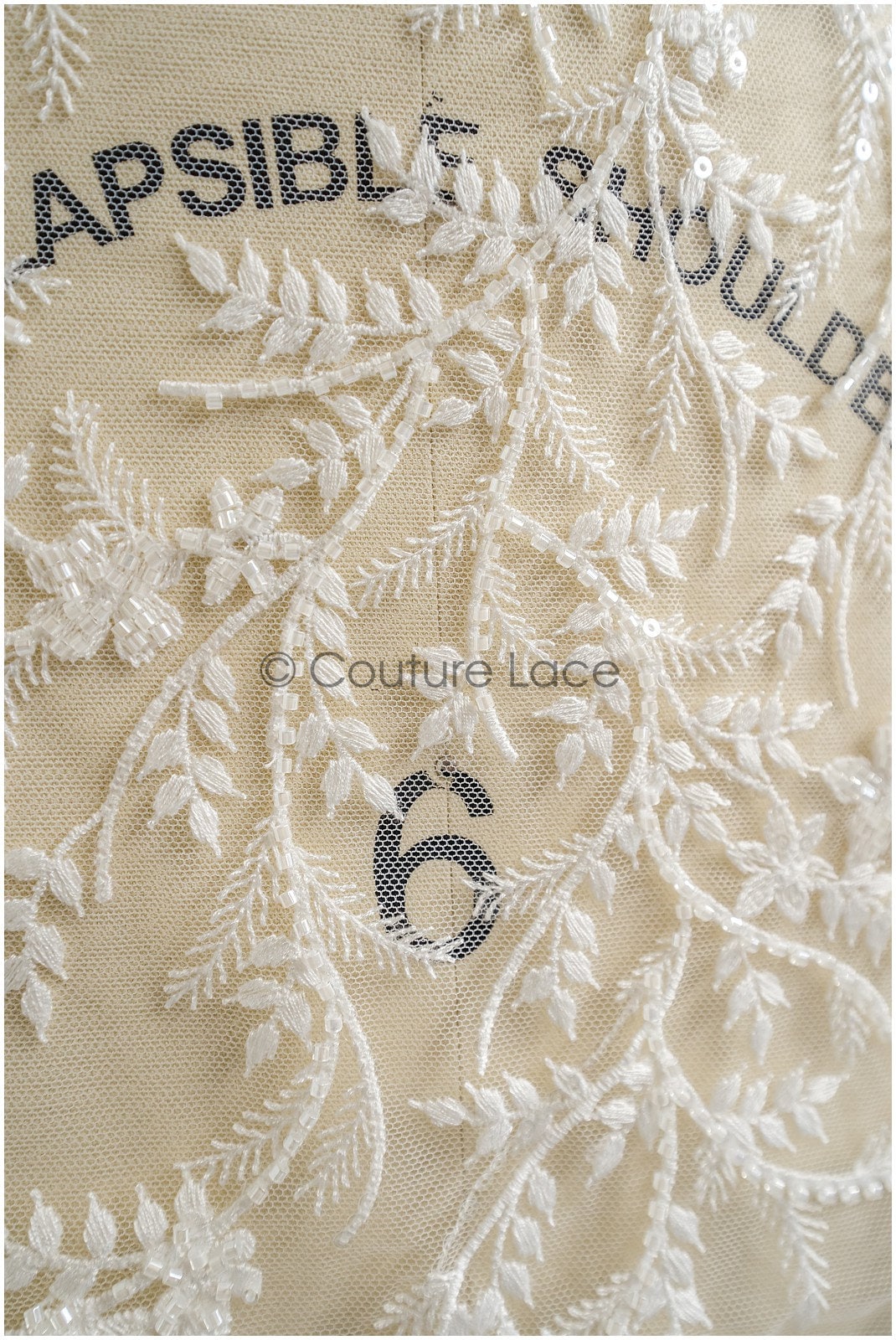 Perlen Spitze Stoff Off-White/ Perlen Brautkleid Spitze/ Couture Spitzenstoff/ Perlen Spitze// L22-453