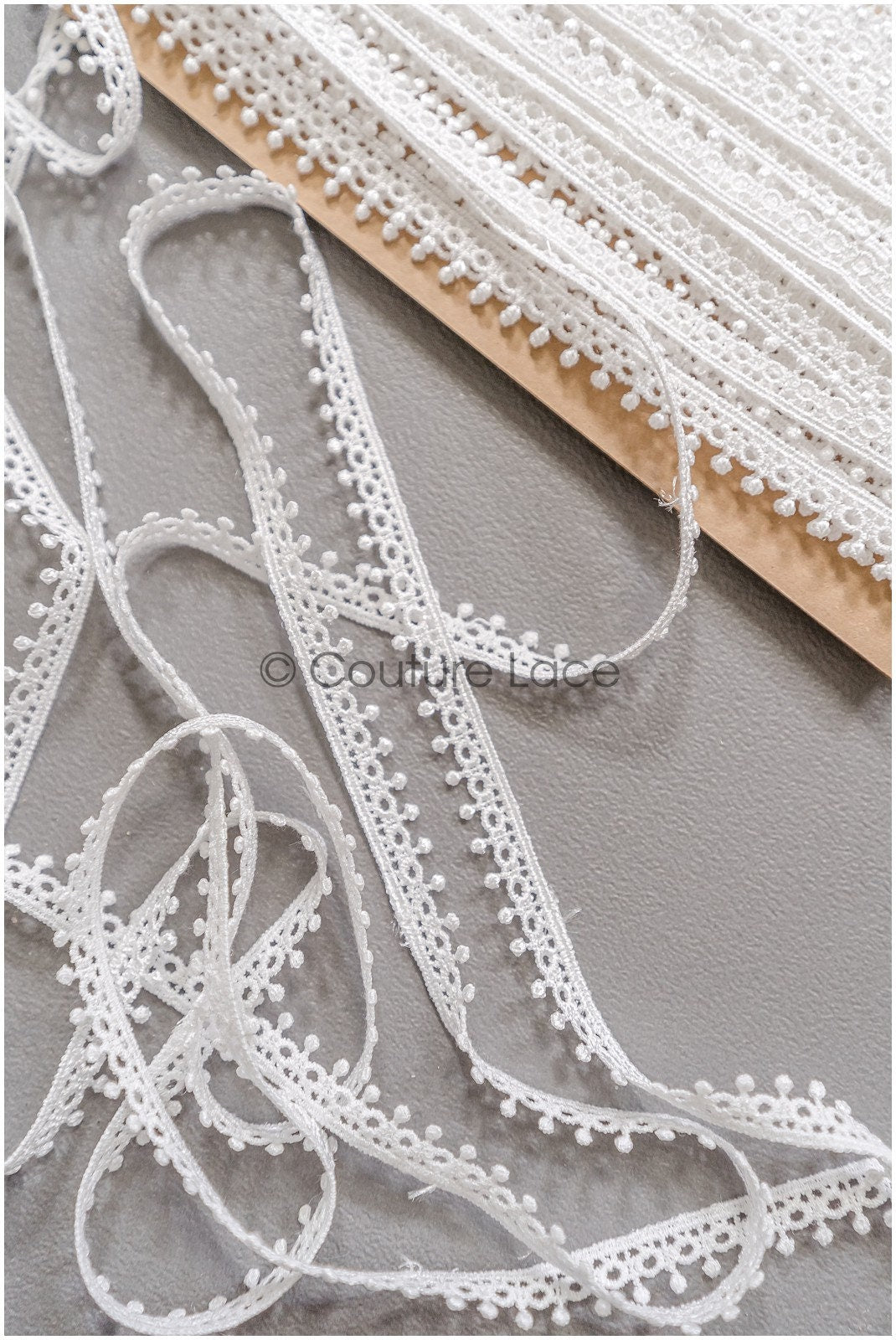 4yds Boho Crochet Lace Trim Off-White/ Crocheted Lace Trim/ Guipure Lace Trim/ Dot Lace Trim// T22-180