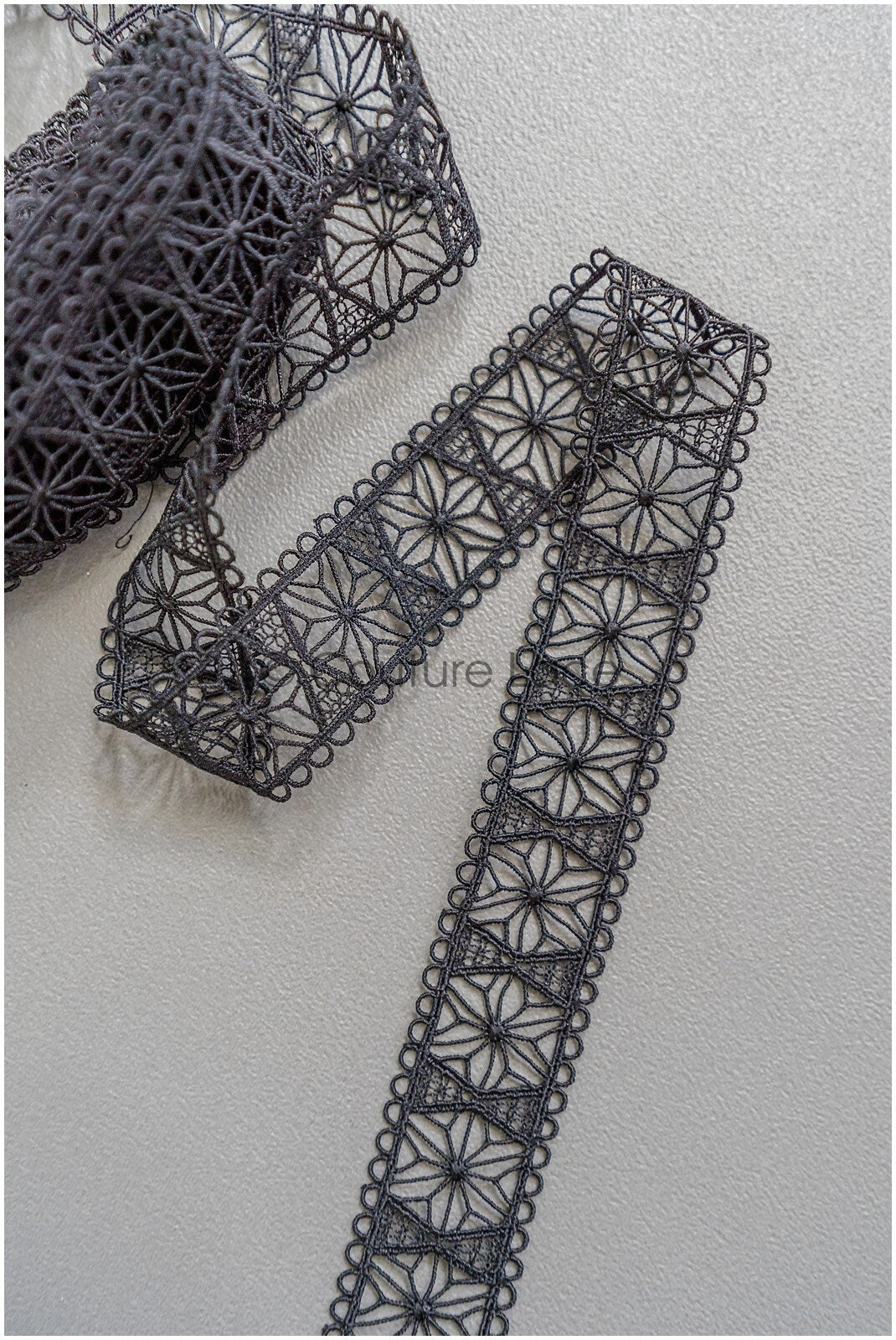 4yds Boho Crochet Lace Trim/ Black Lace Trim/ Bridal Guipure Lace Trim// T22-185