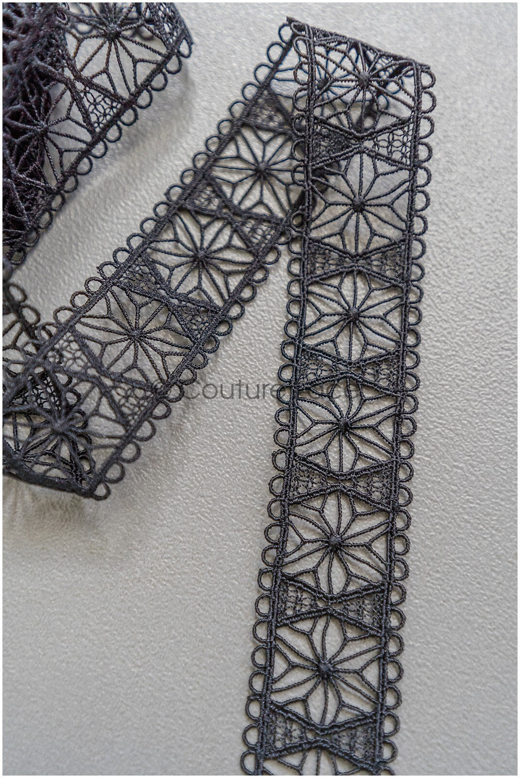 4yds Boho Crochet Lace Trim/ Black Lace Trim/ Bridal Guipure Lace Trim// T22-185