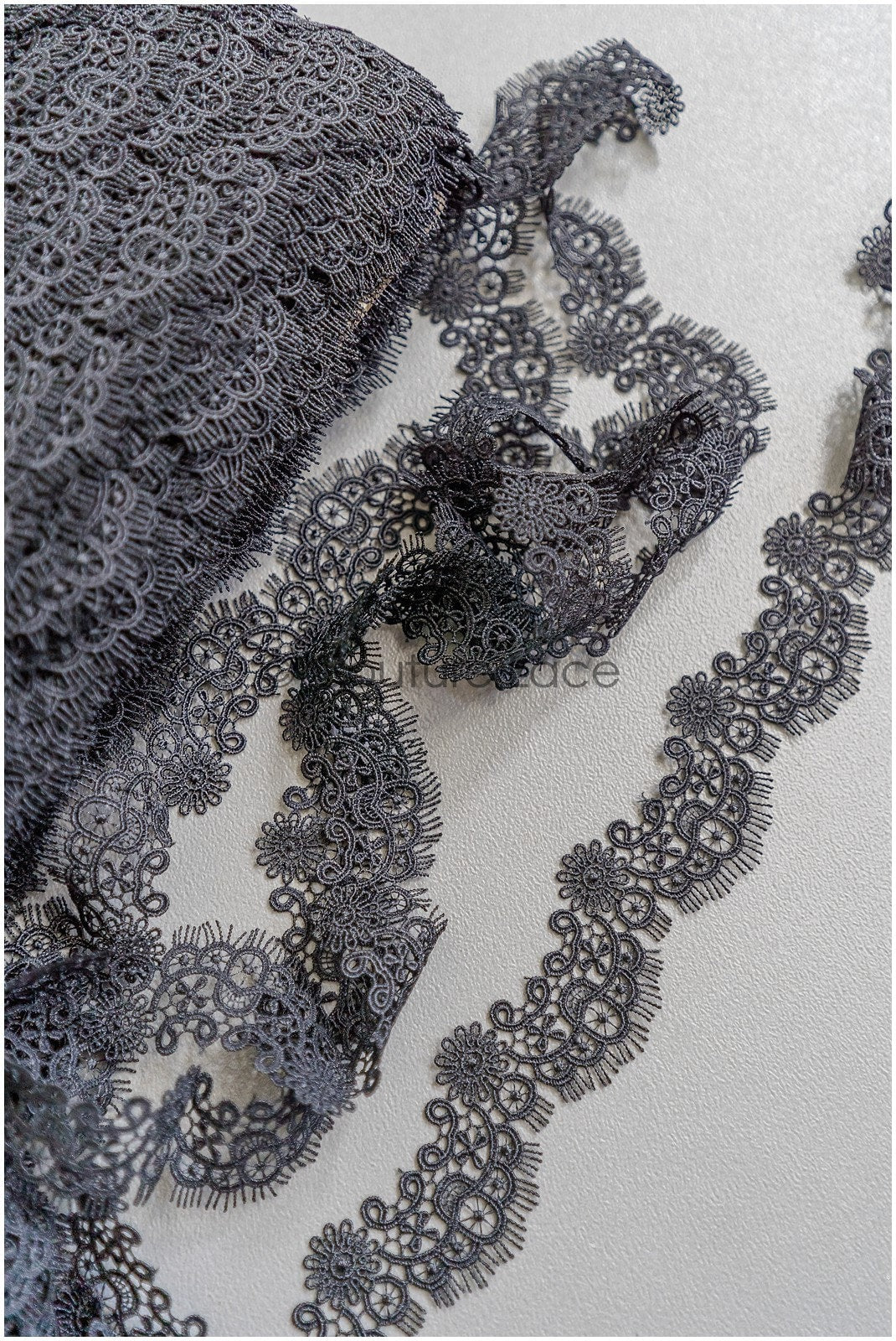 4yds Black Boho Crochet Lace Trim/ Geometric Lace Trim/ Bridal Guipure Lace Trim/ Dot Lace Trim// T22-186